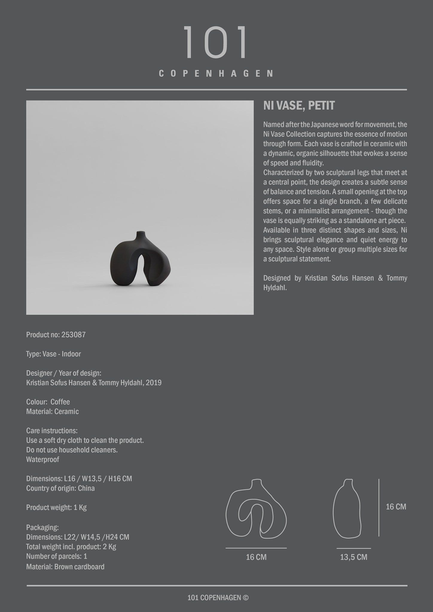 Ni Vase, Petit - Coffee