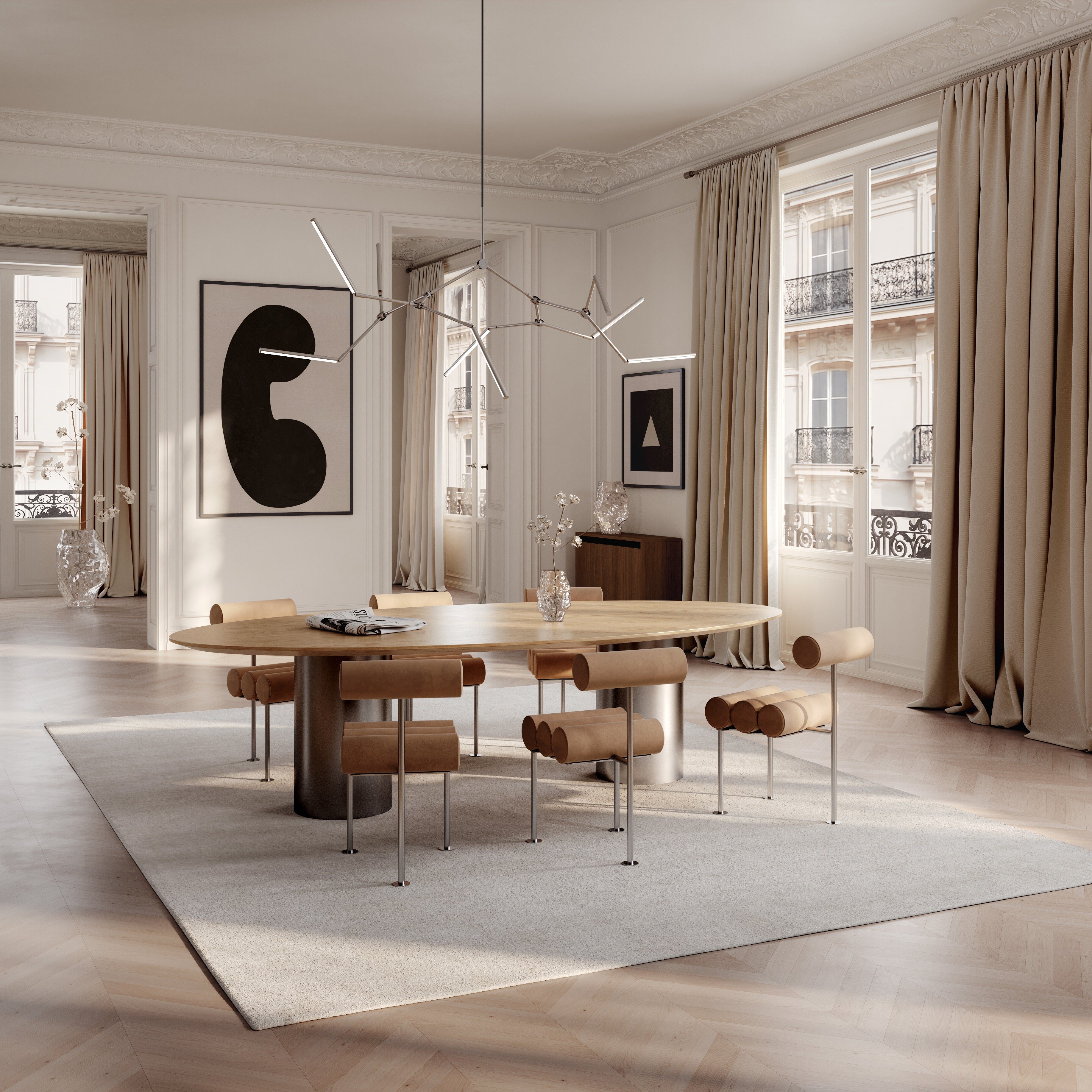 Hiro Dining Chair, Stainless Steel - Nubuck
