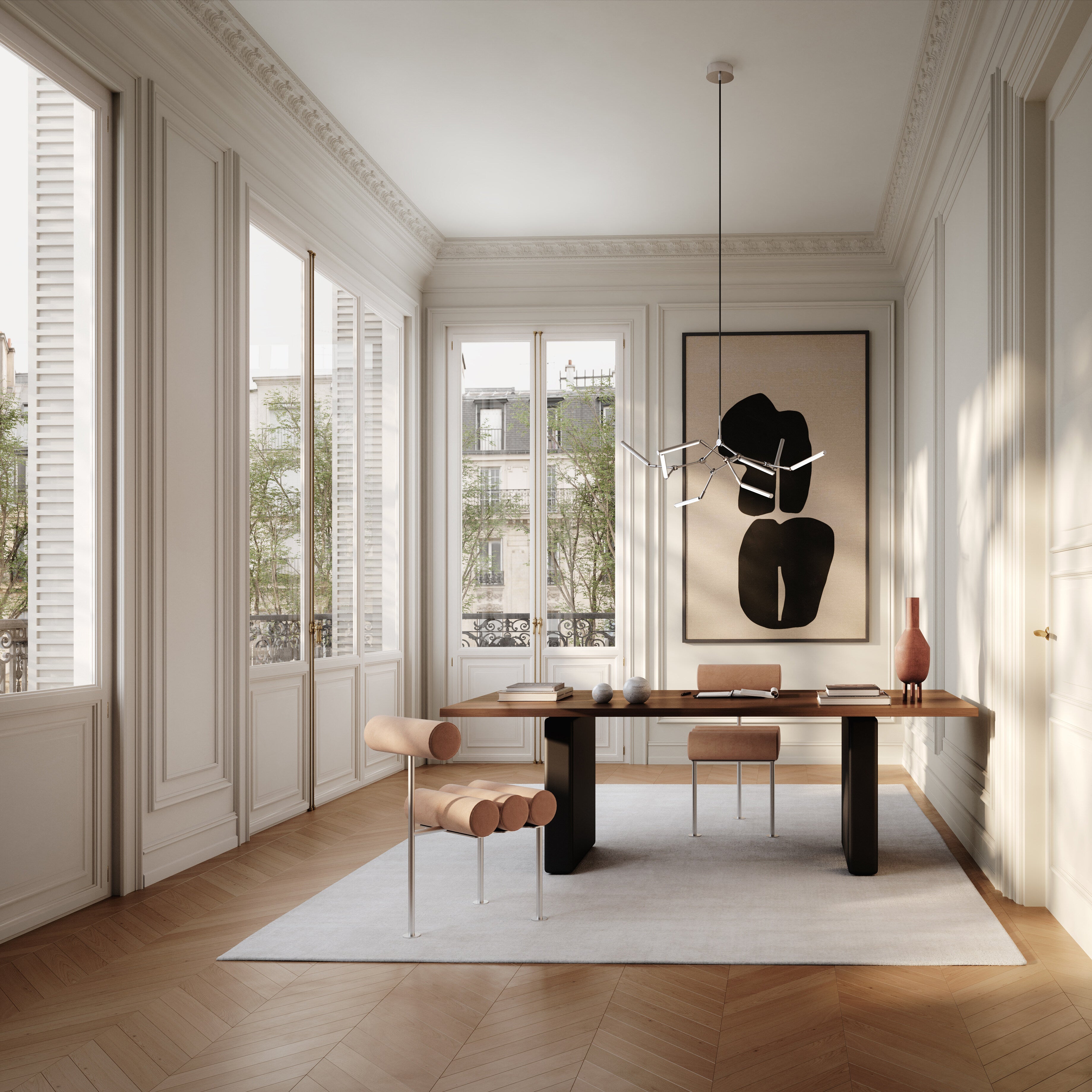 Hiro Dining Chair, Stainless Steel - Nubuck
