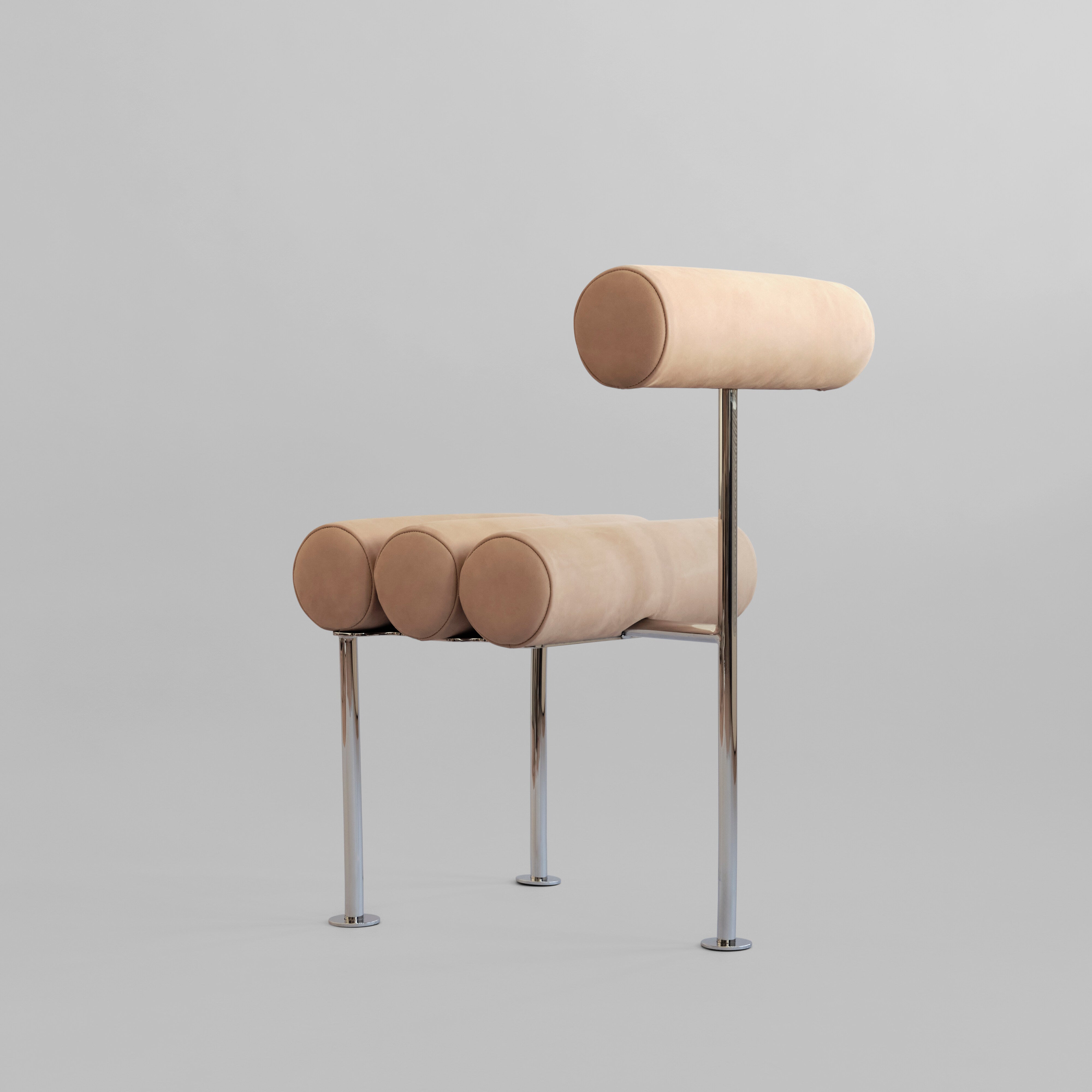 Hiro Dining Chair, Stainless Steel - Nubuck