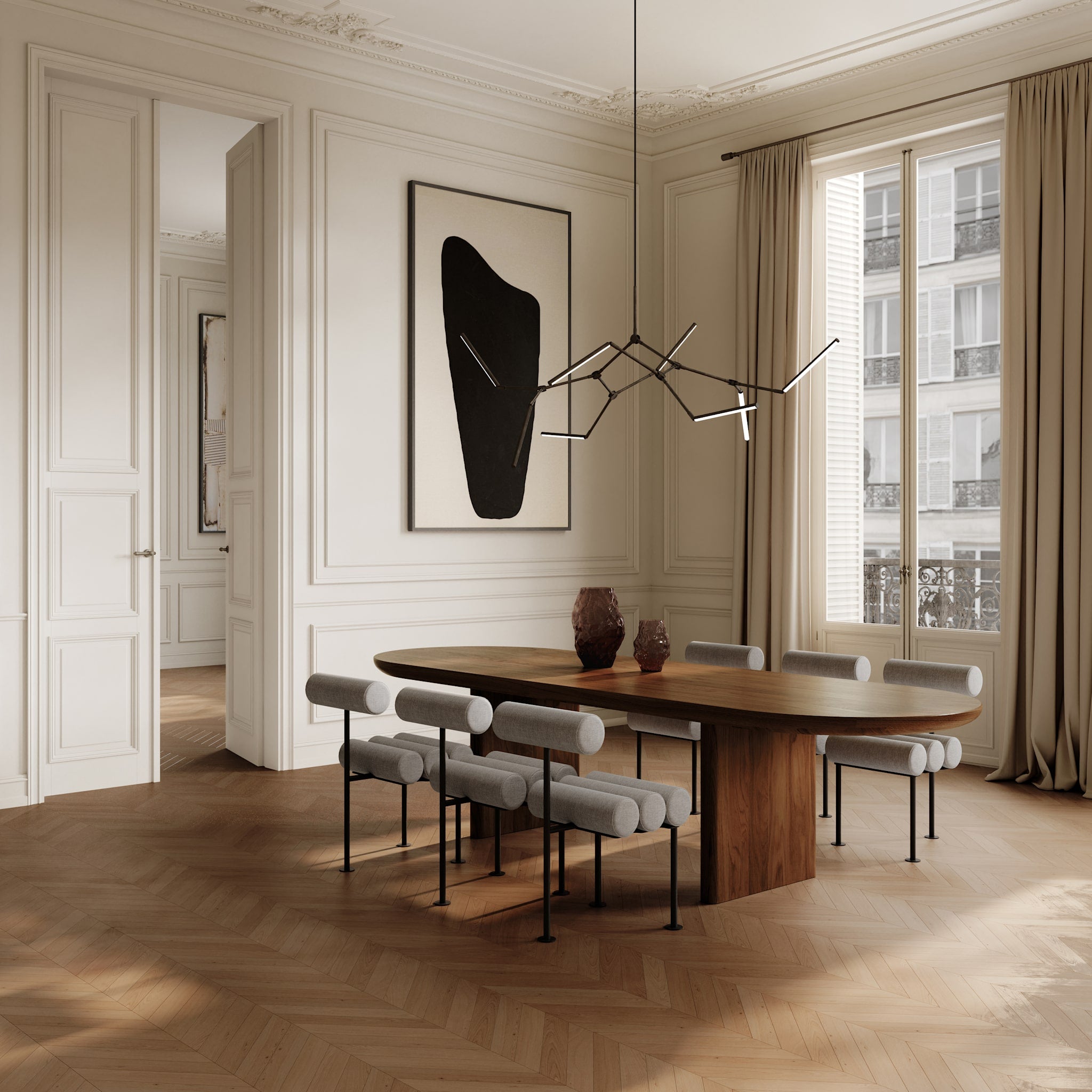 Hiro Dining Chair, Black Frame - Sand (8047-2)