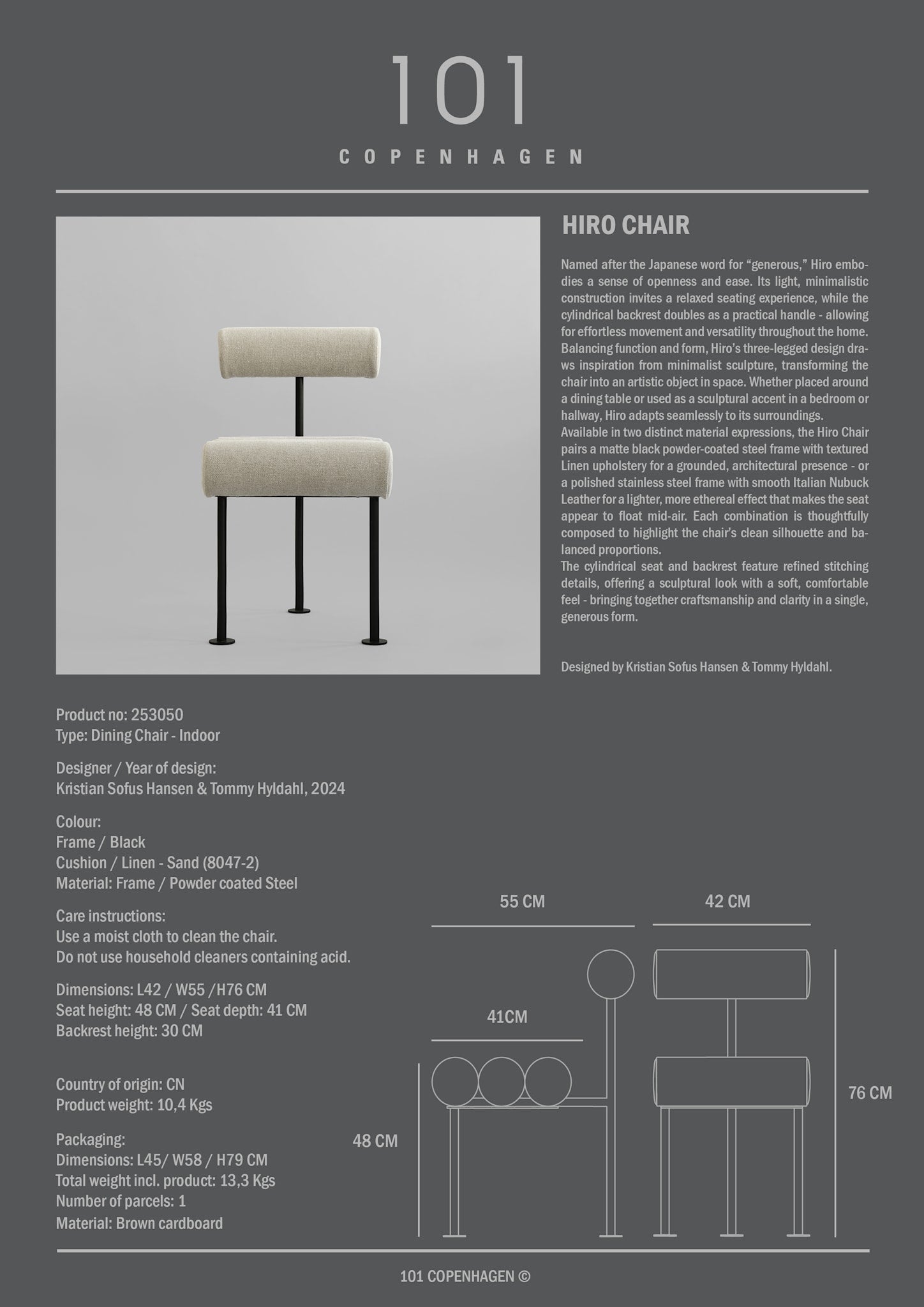 Hiro Dining Chair, Black Frame - Sand (8047-2)