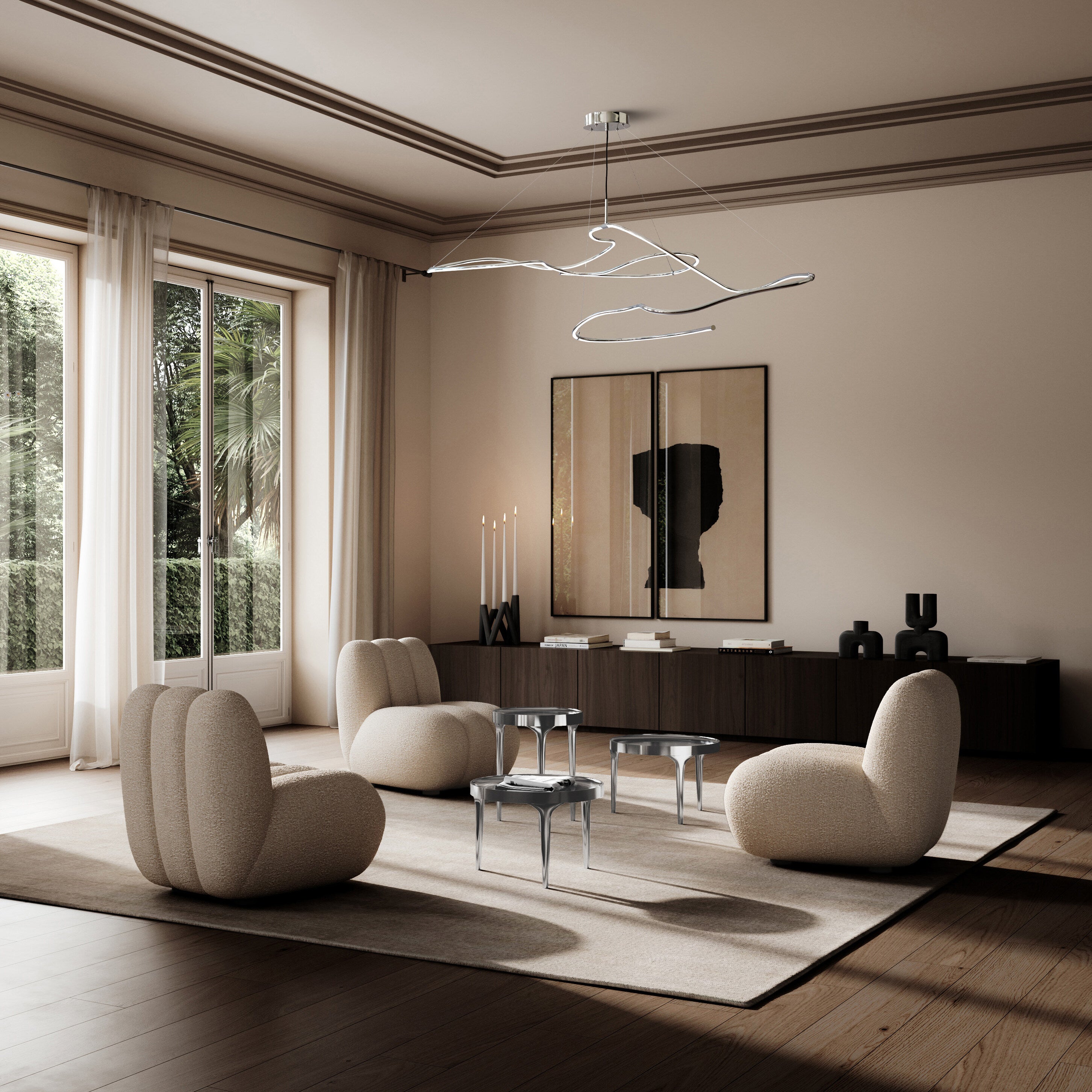 Ghost Chandelier, Big - Chrome (5m)