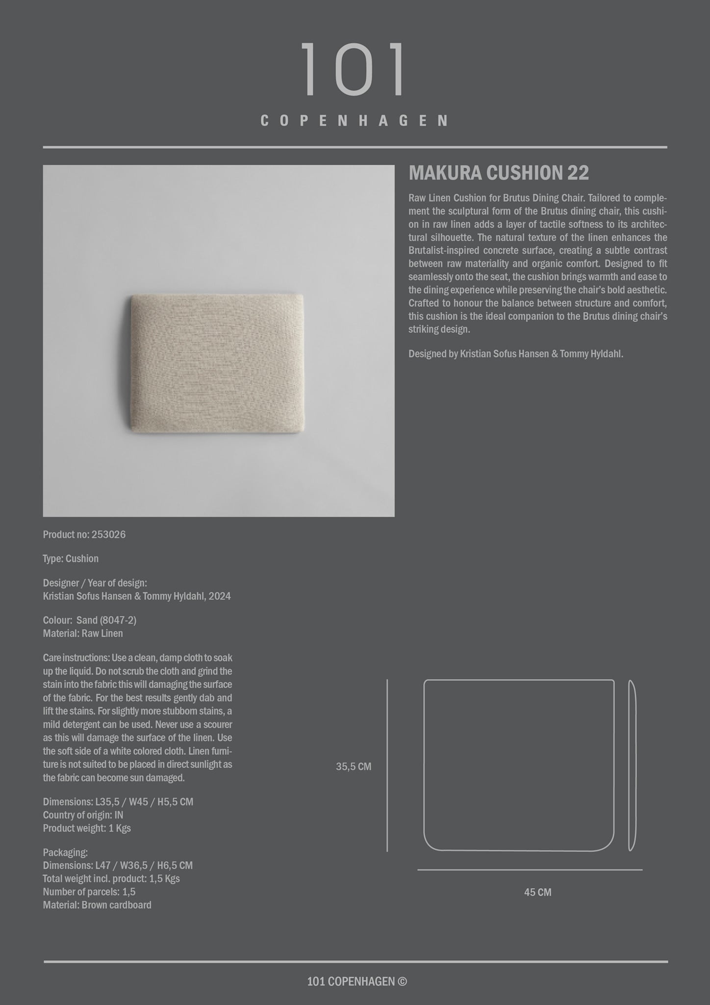 Makura Cushion 22 - Sand (8047-2)
