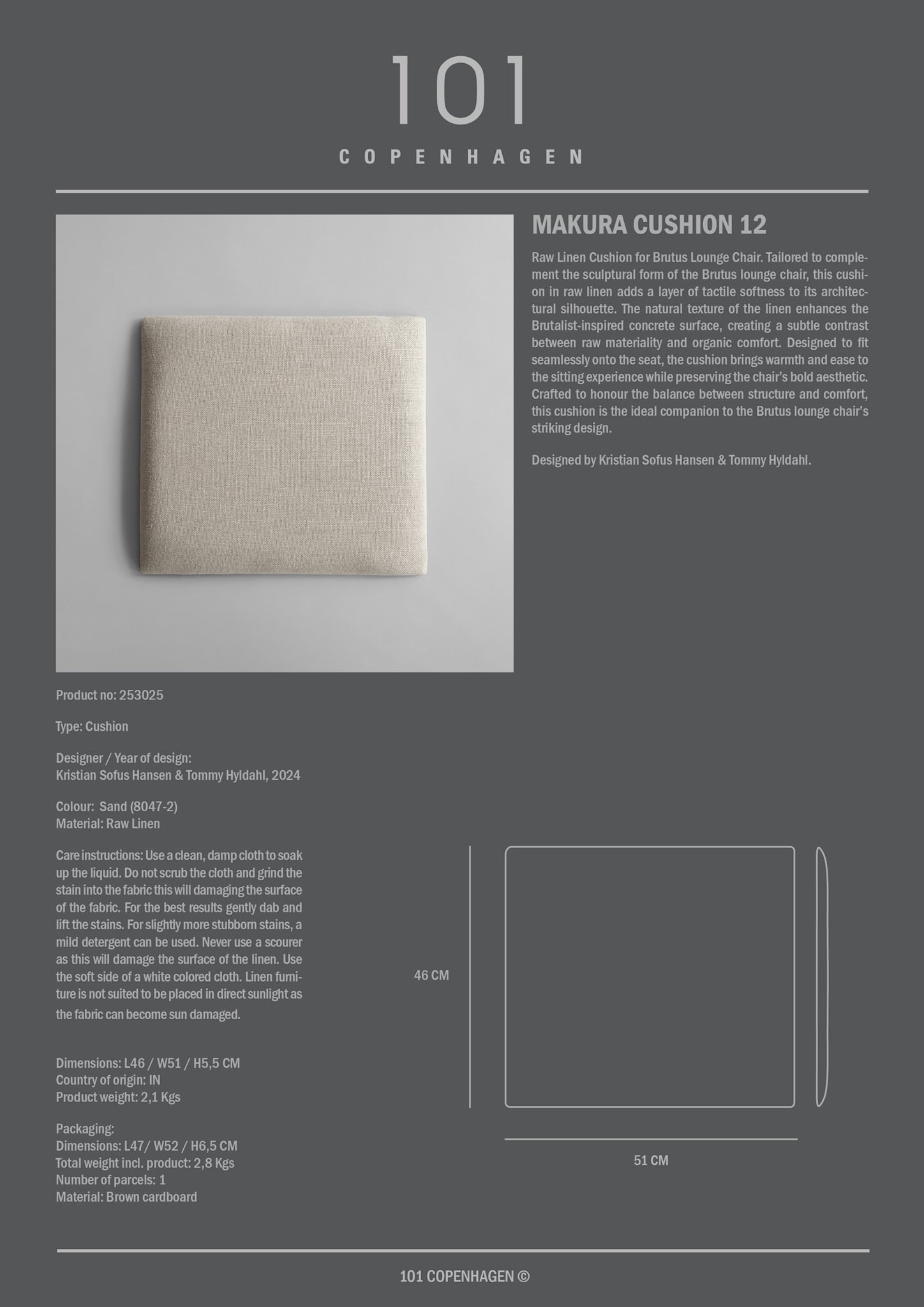 Makura Cushion 12 - Sand (8047-2)