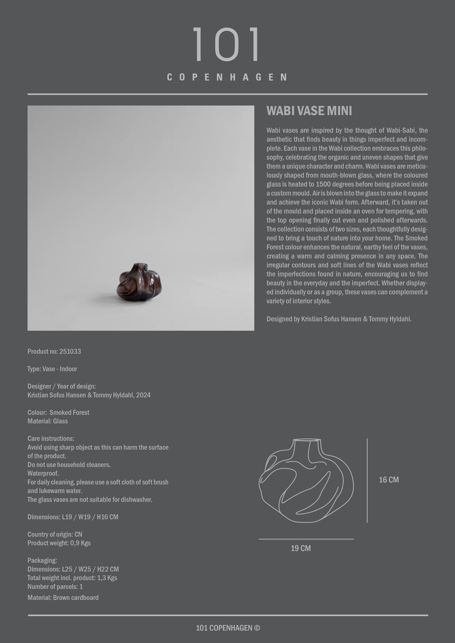 Wabi Vase, Mini - Smoked Forest