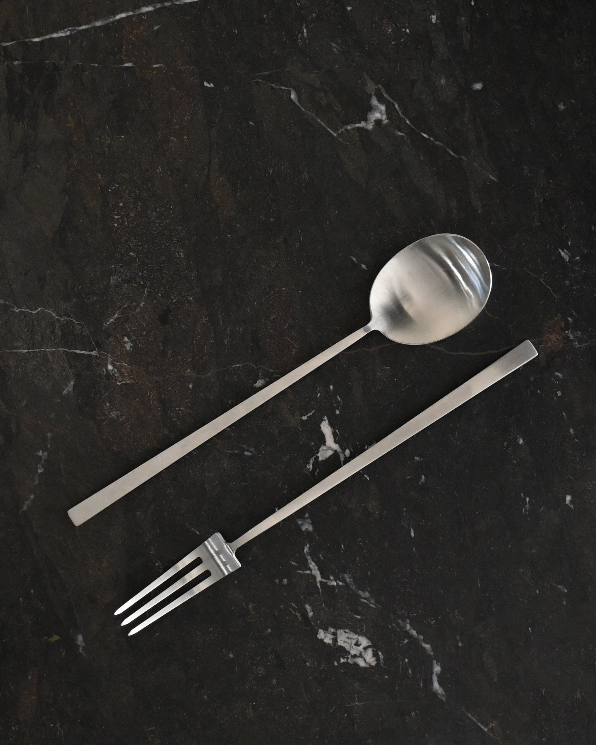 Kogei Salad Servers - Brushed Steel