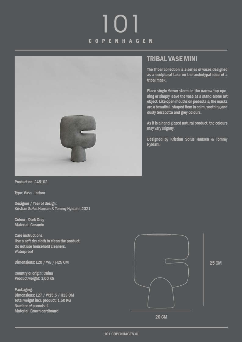 Tribal Vase, Mini - Dark Grey