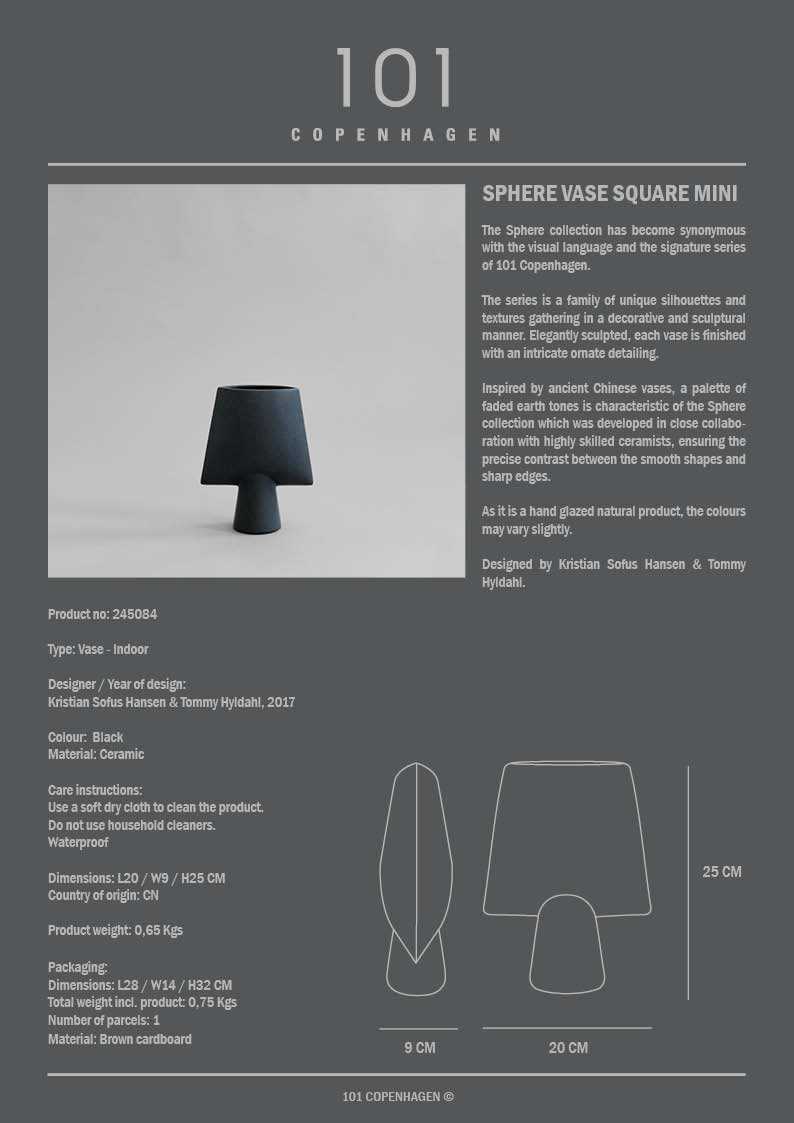 Sphere Vase Square, Mini - Black