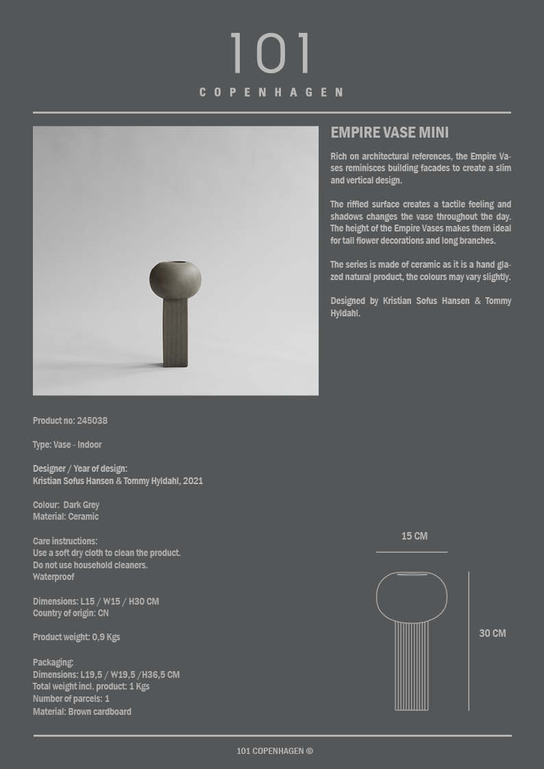 Empire Vase, Mini - Dark Grey