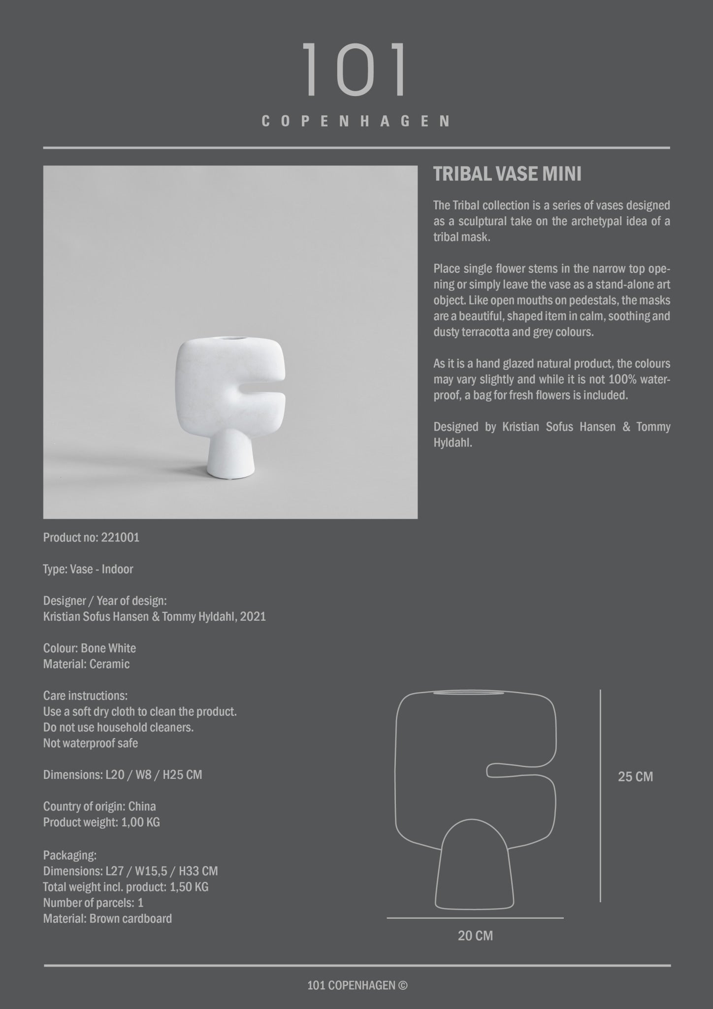 Tribal Vase, Mini - Bone White