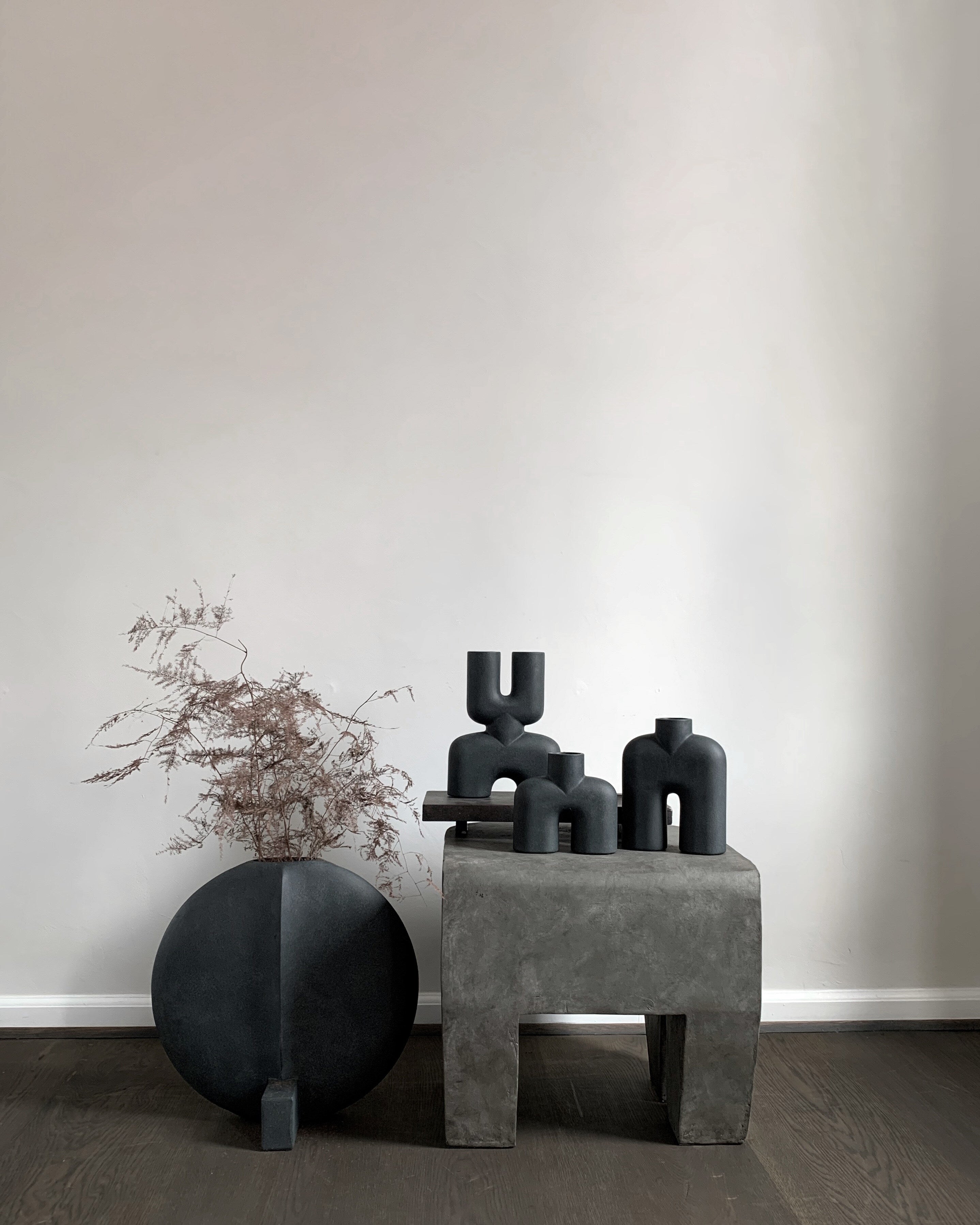 Cobra Vase Double, Mini - Black