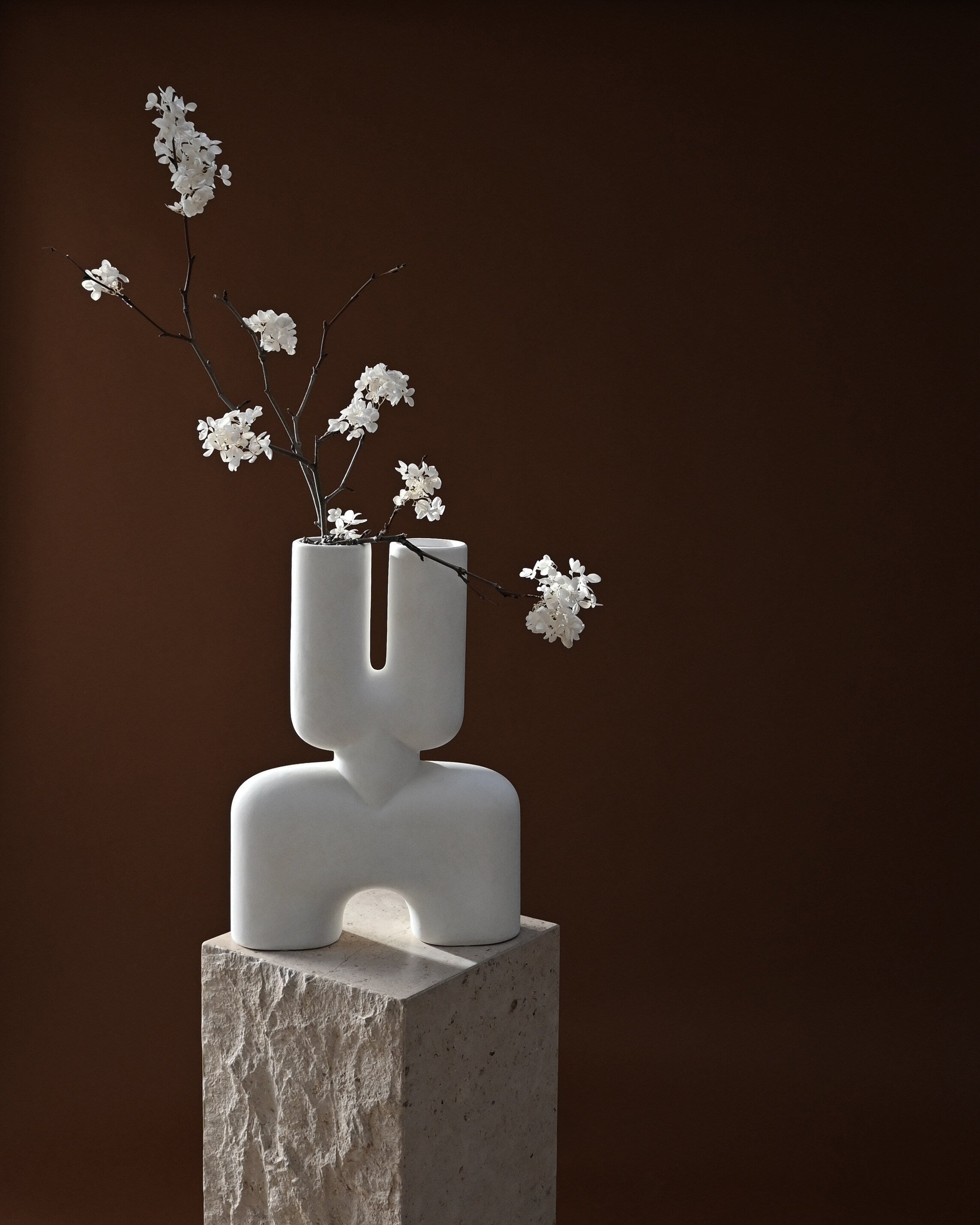 Cobra Vase Double, Medio - Bone White