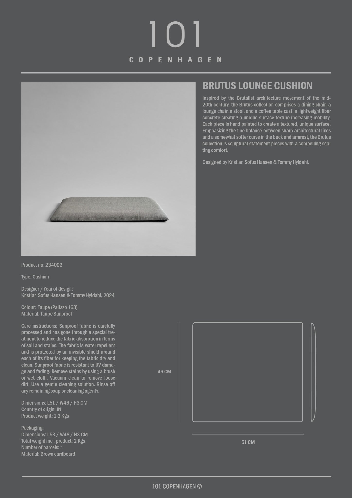 Brutus Lounge Cushion - Taupe