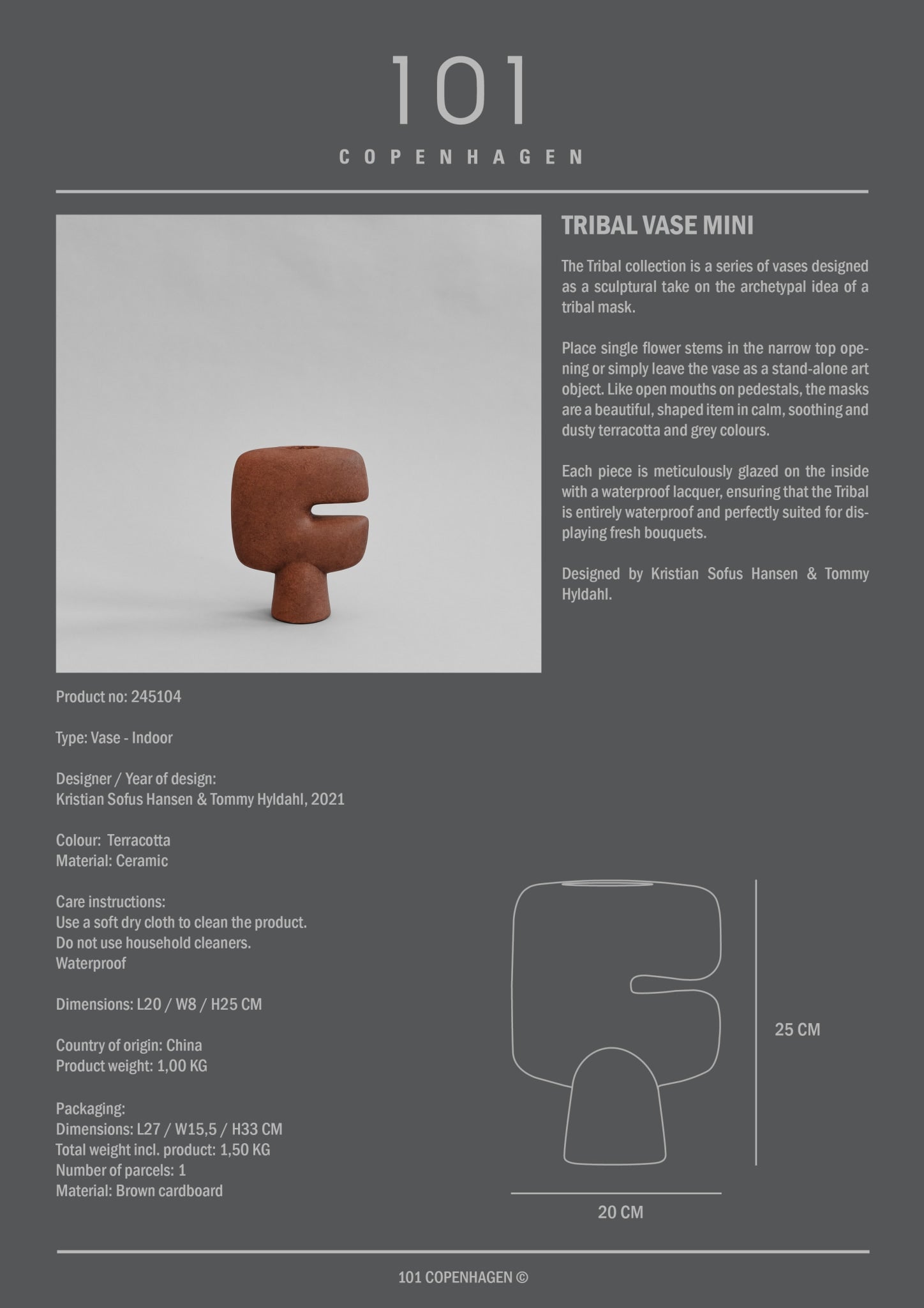 Tribal Vase, Mini - Terracotta