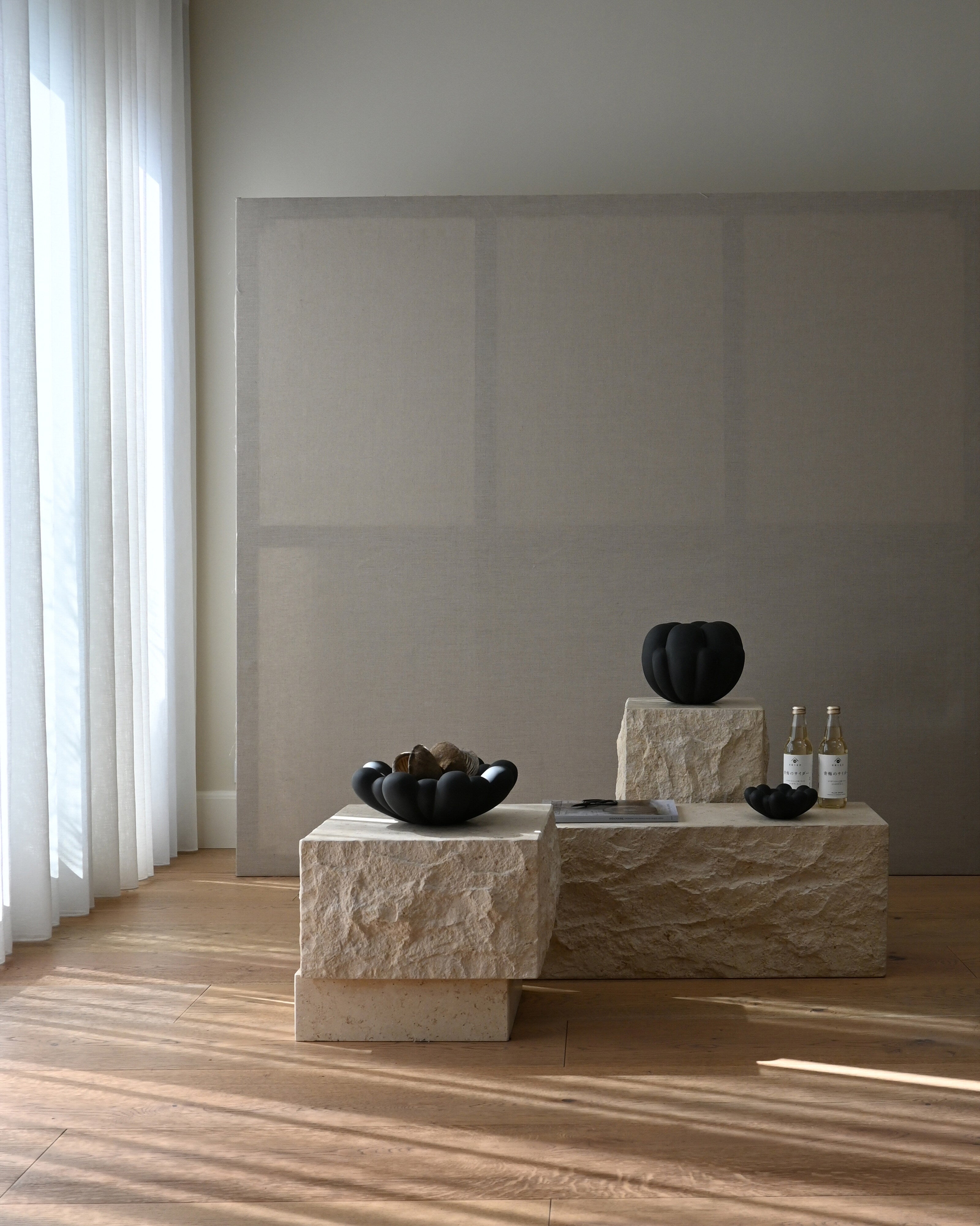 Temple Coffee Table, Tall - Limestone