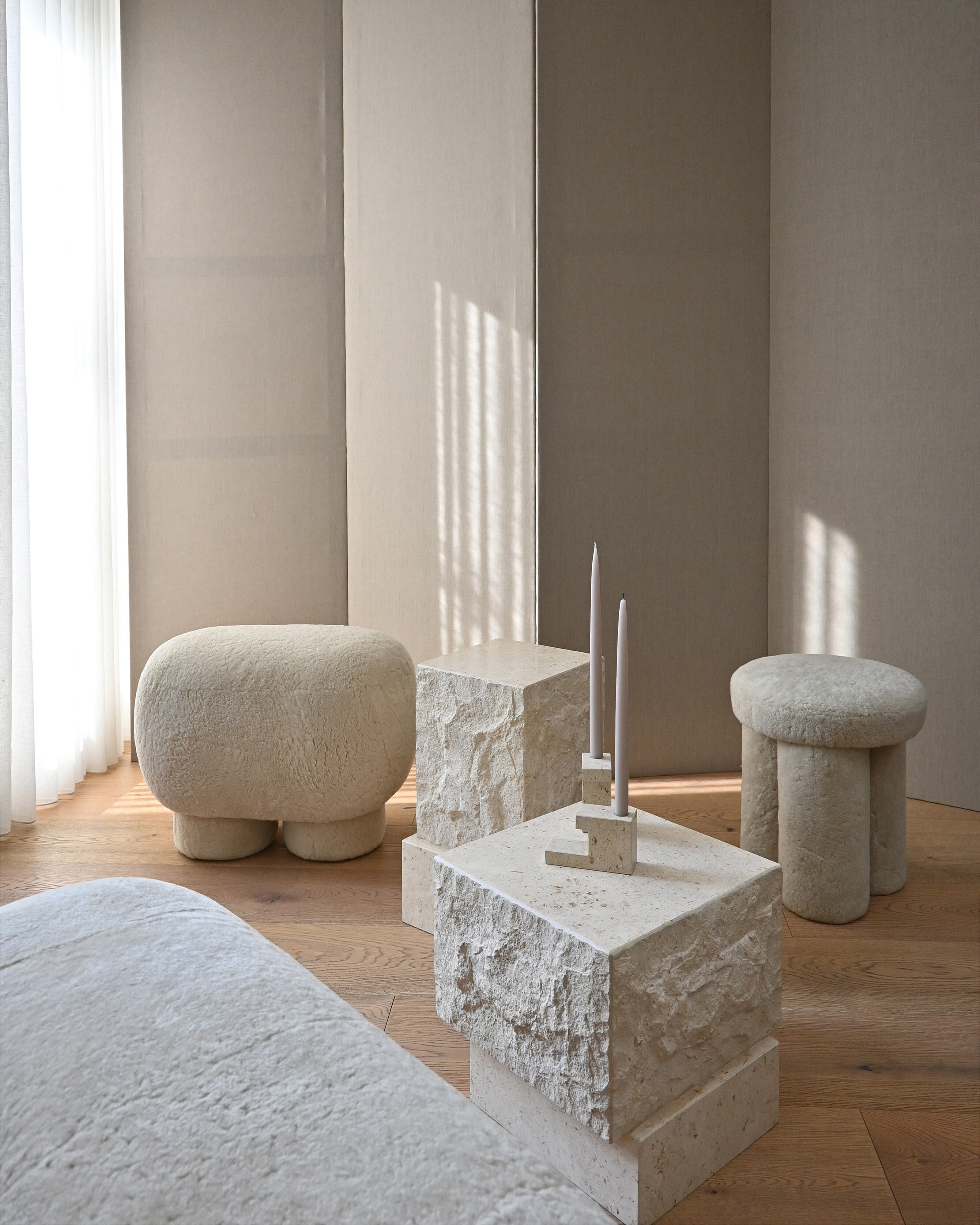 Temple Coffee Table, Low - Limestone