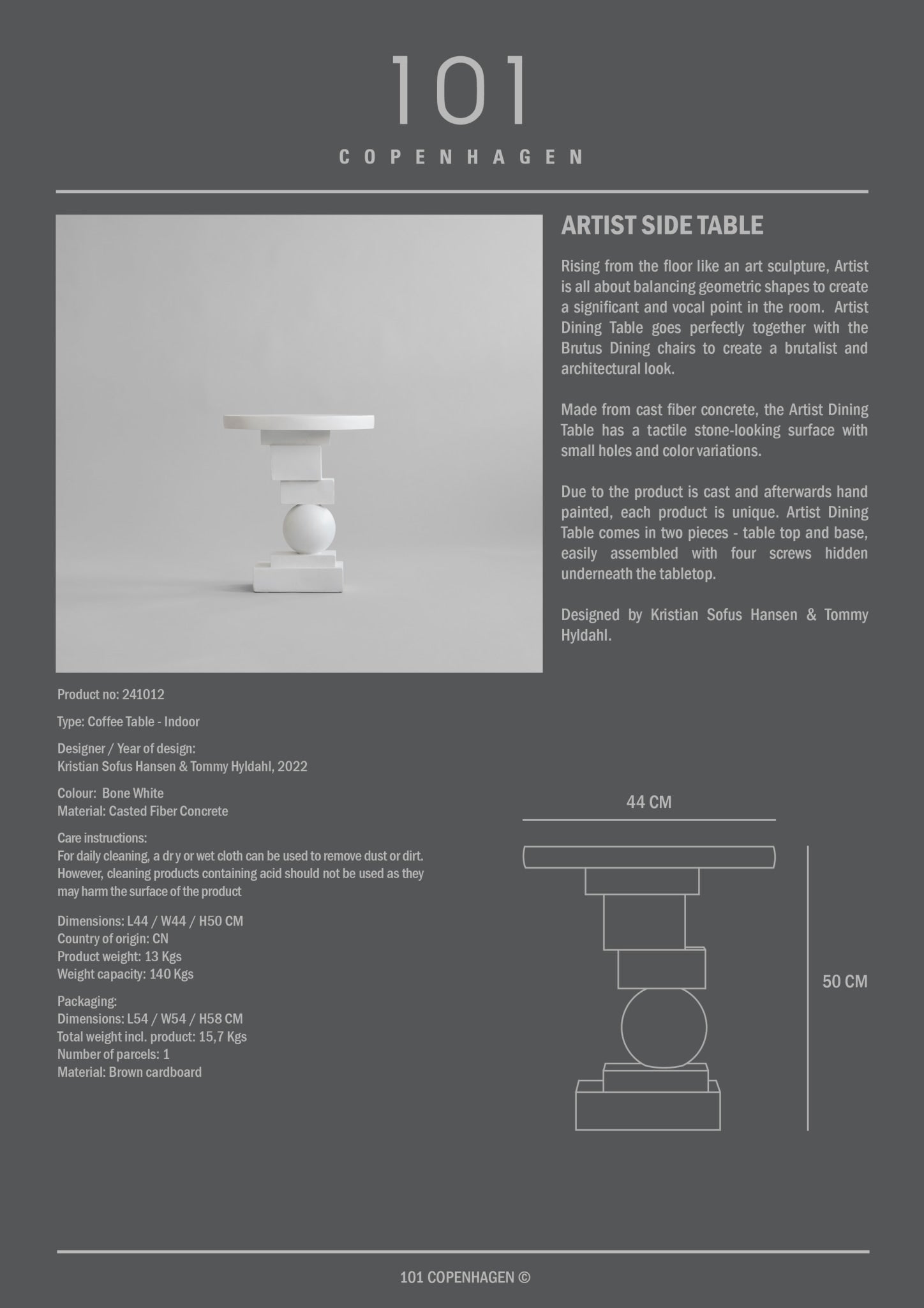 Artist Side Table - Bone White