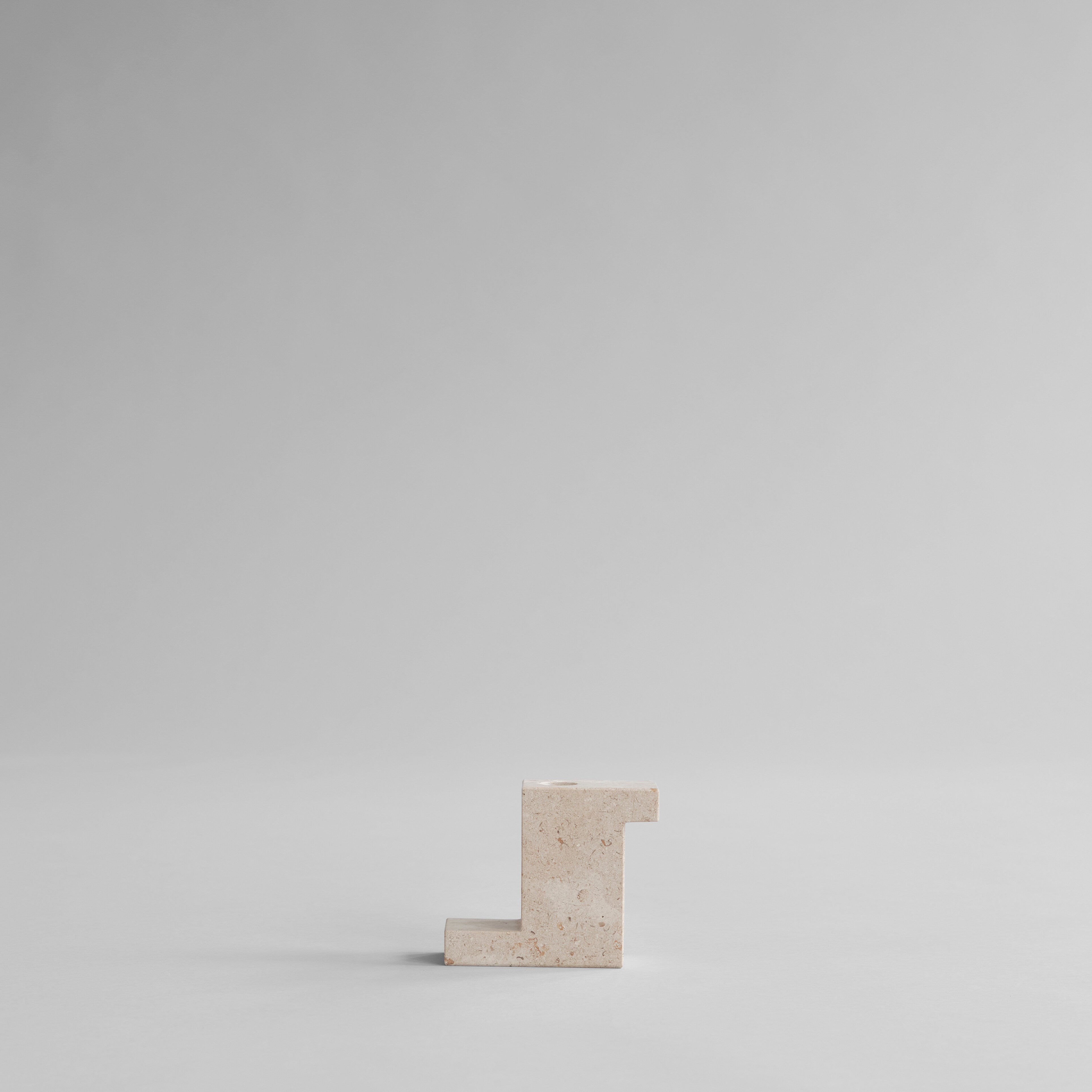 Brick Candle Holder, Tall - Limestone