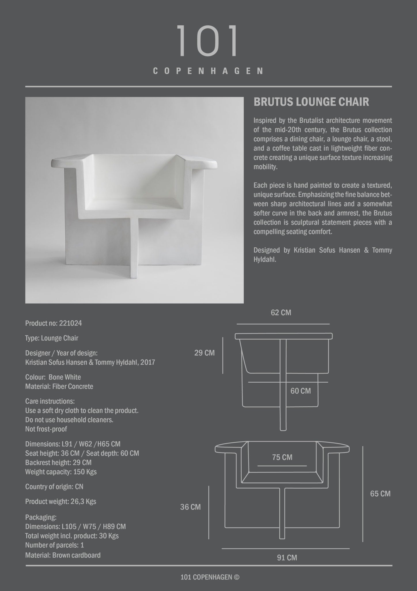 Brutus Lounge Chair - Bone White