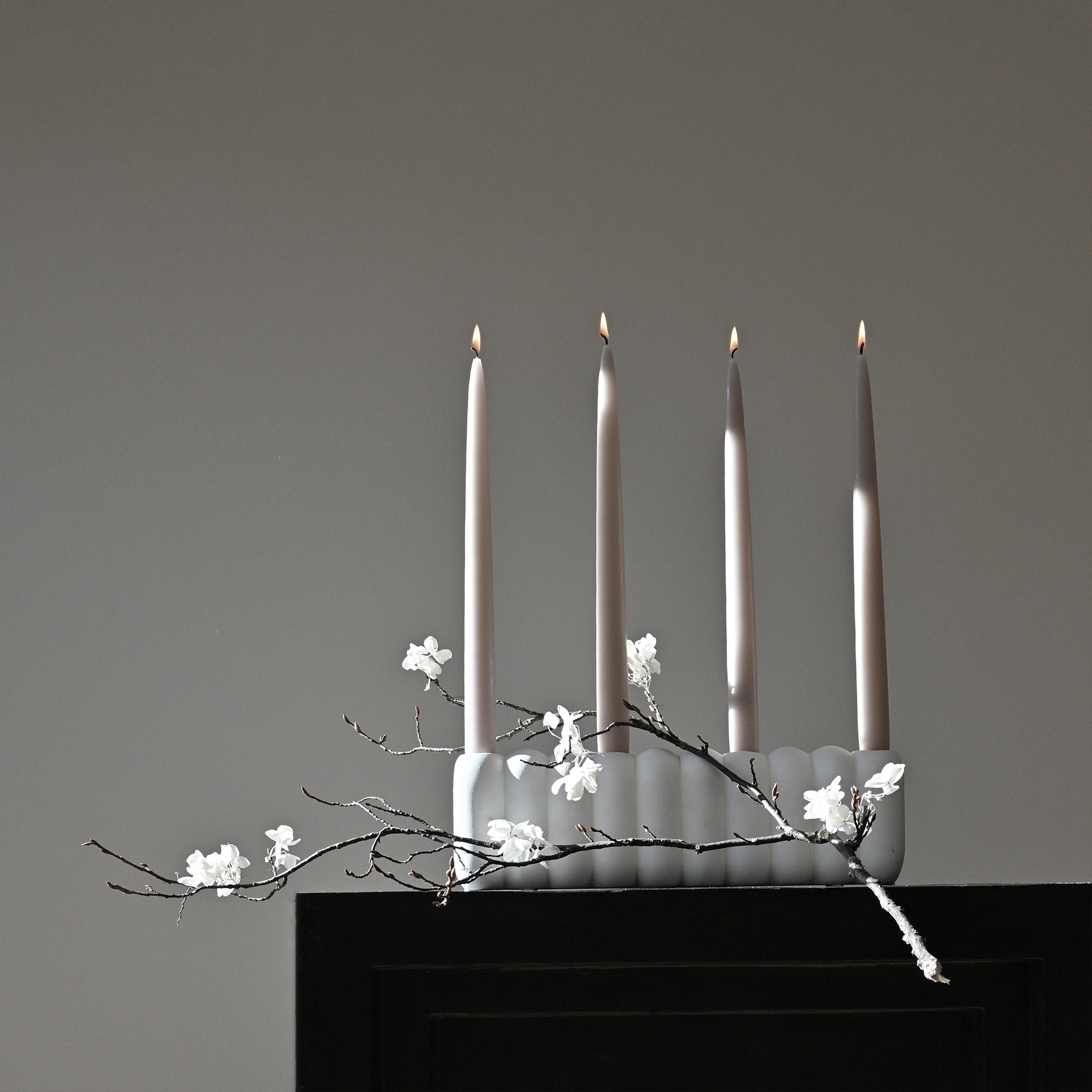 Tube Candle Holder, Big - Bone White