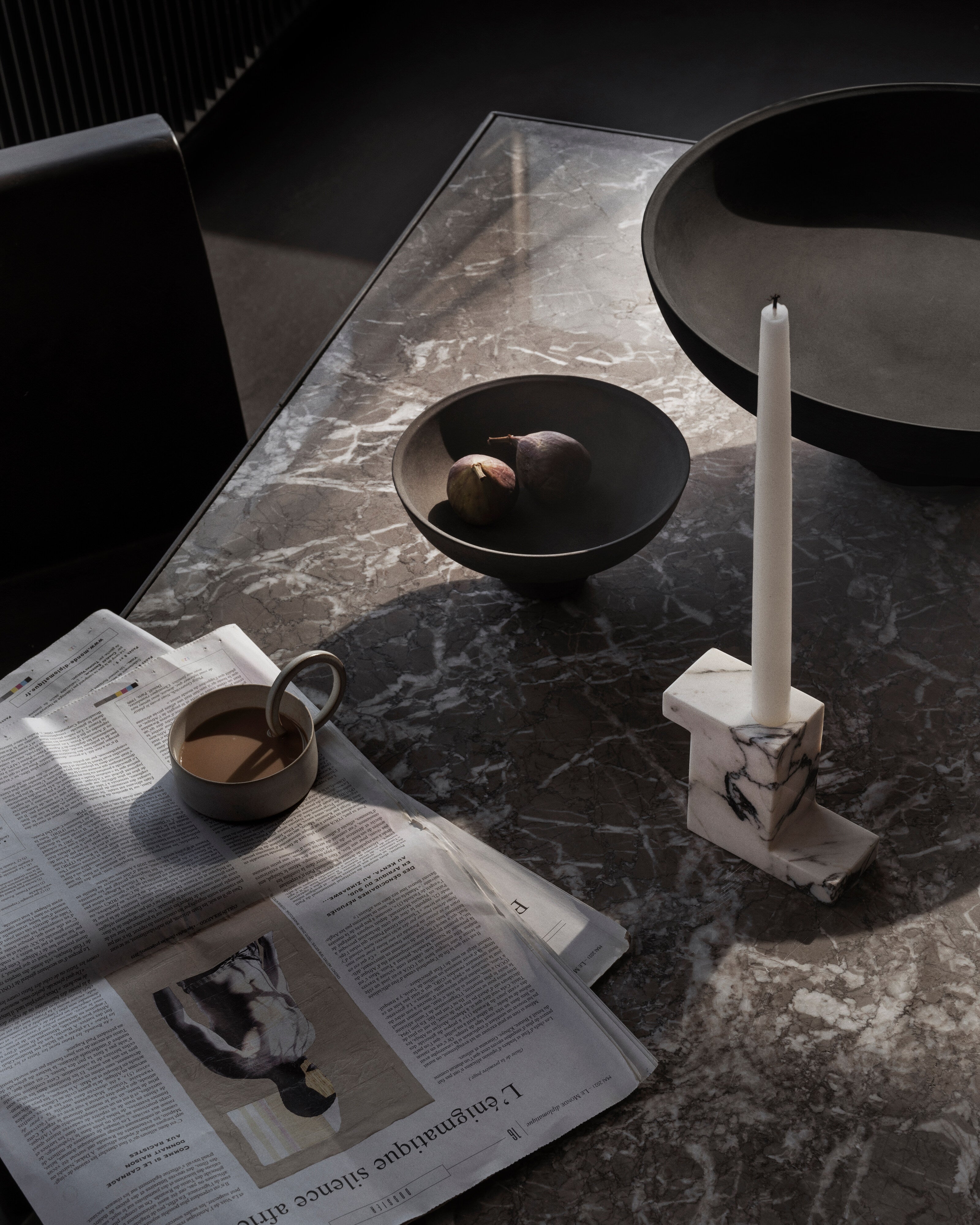 Brick Candle Holder, Tall - Calacatta