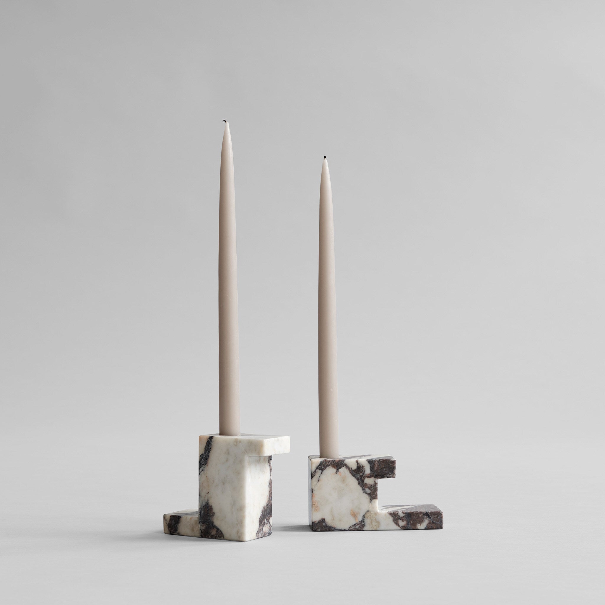 Brick Candle Holder, Low - Calacatta