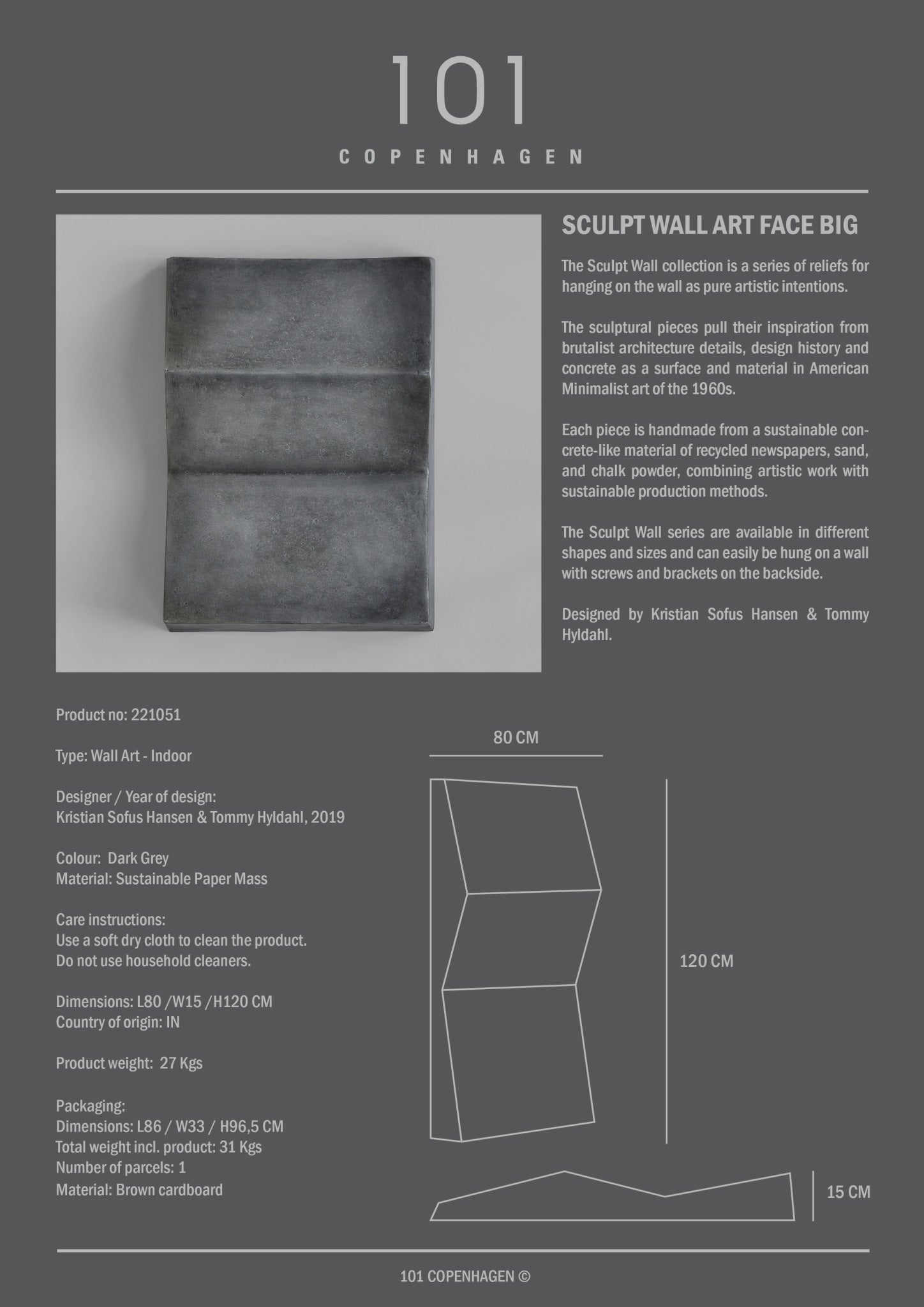 Sculpt Art, Face, Big - Dark Grey