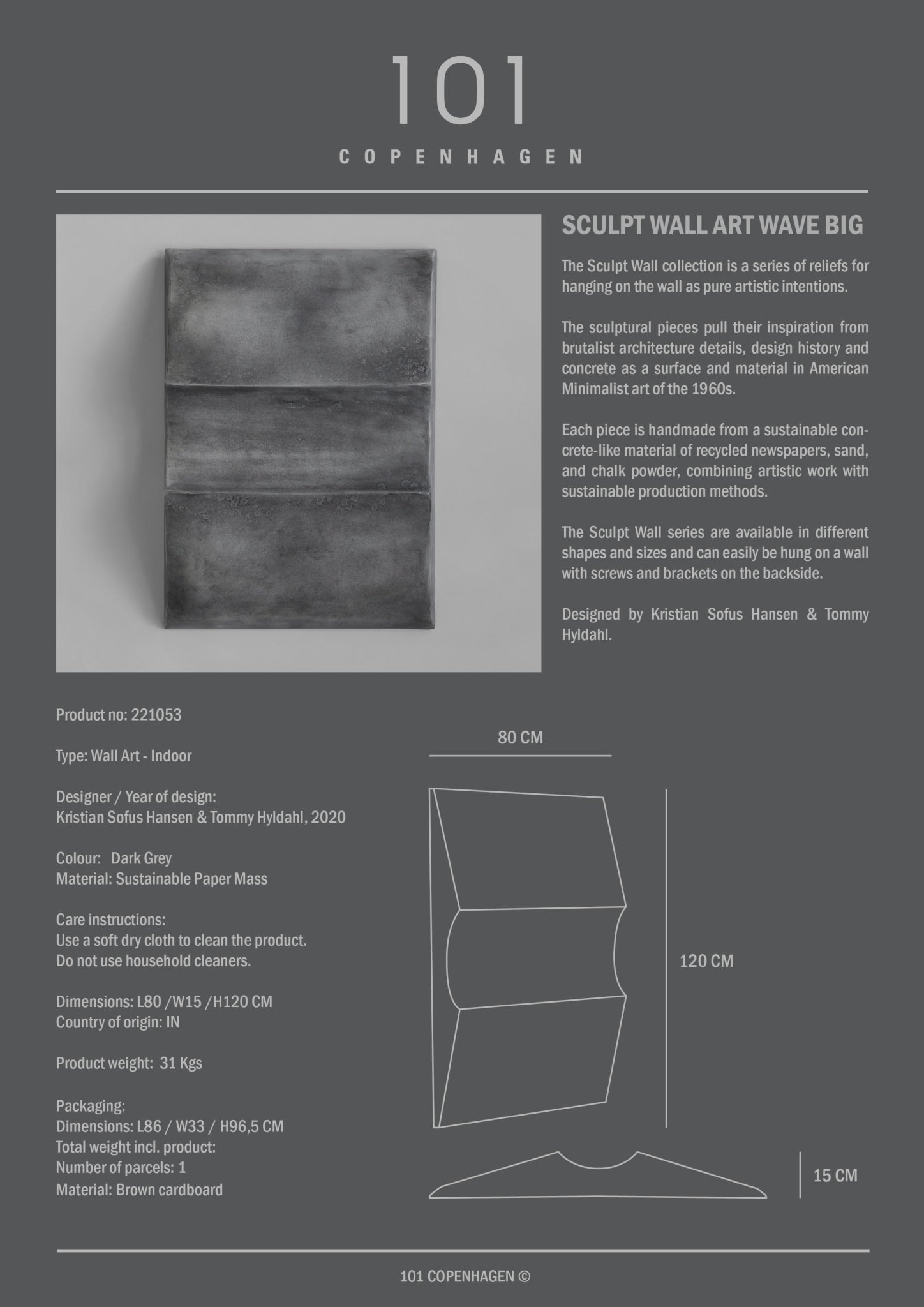 Sculpt Art, Wave, Big - Dark Grey