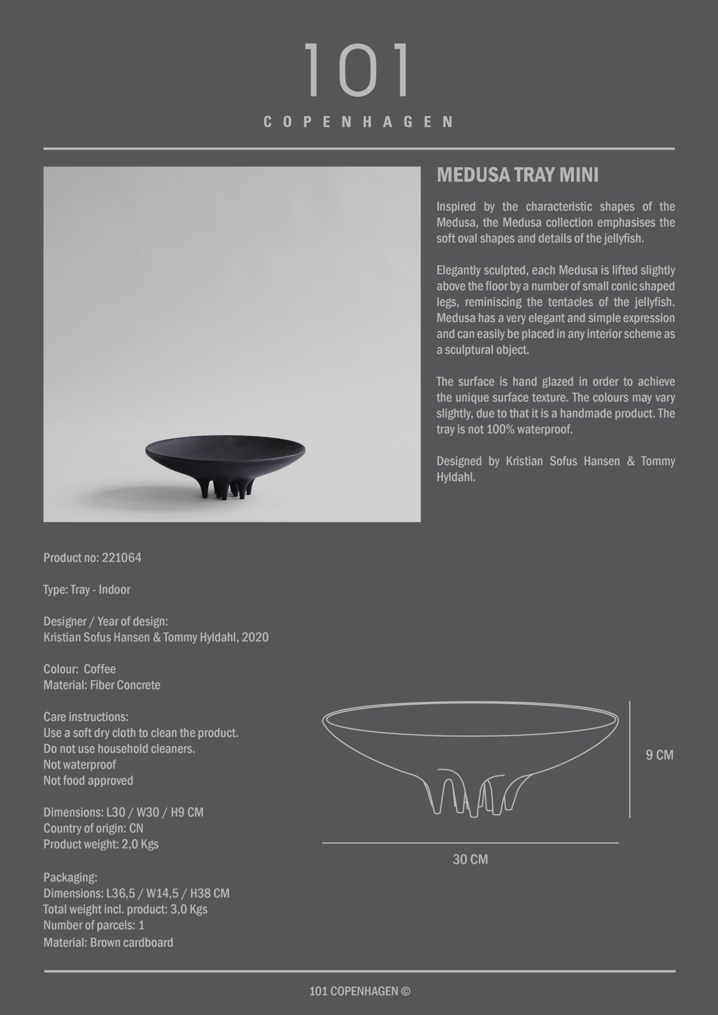 Medusa Tray, Mini - Coffee