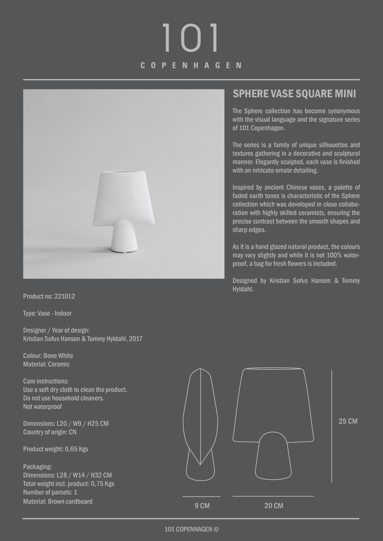 Sphere Vase Square, Mini - Bone White