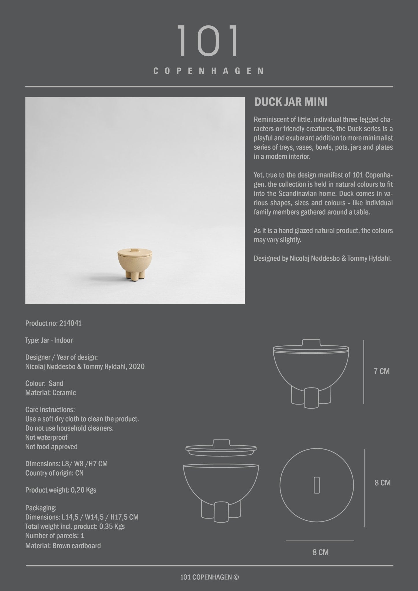 Duck Jar, Mini - Sand