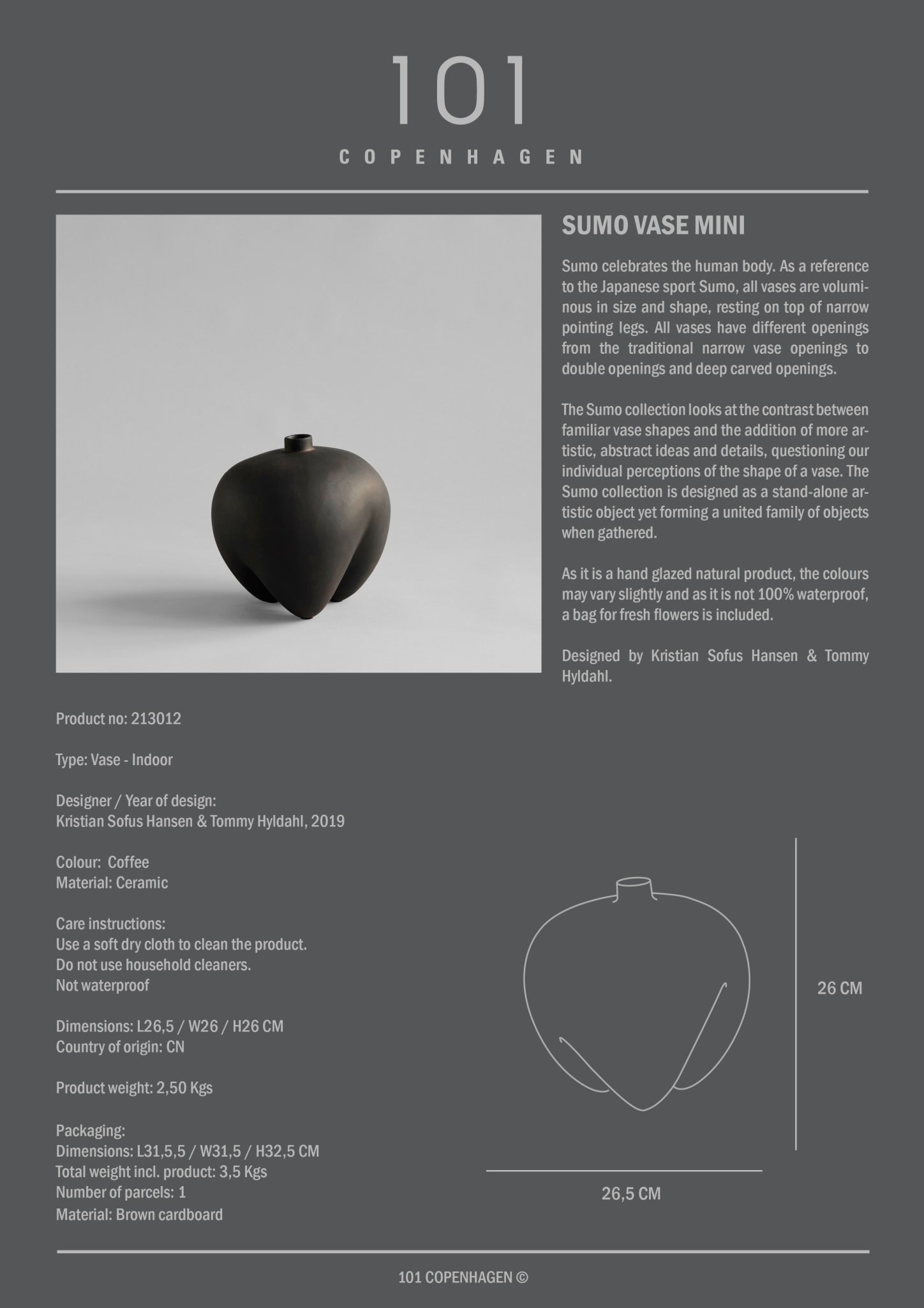 Sumo Vase, Mini - Coffee