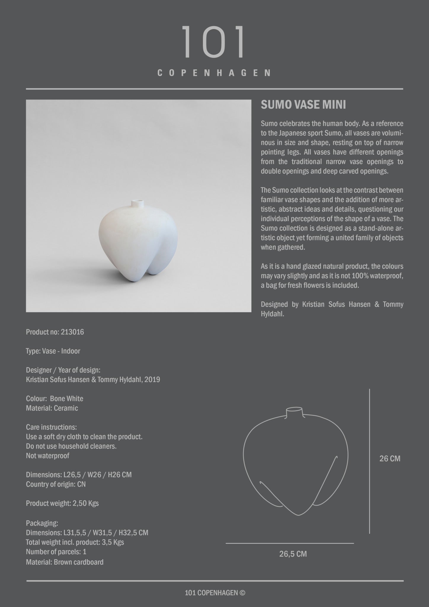 Sumo Vase, Mini - Bone White