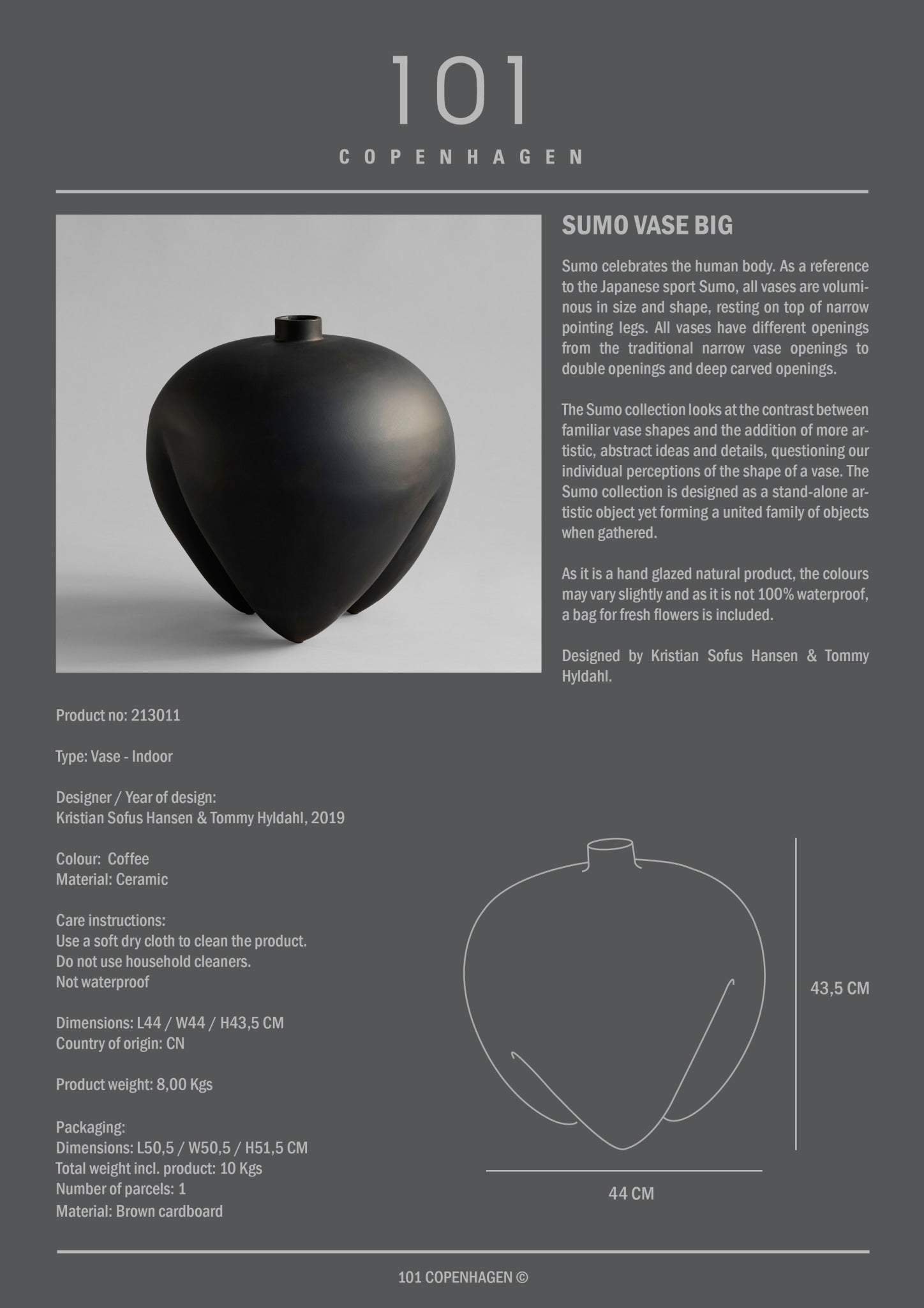 Sumo Vase, Big - Coffee