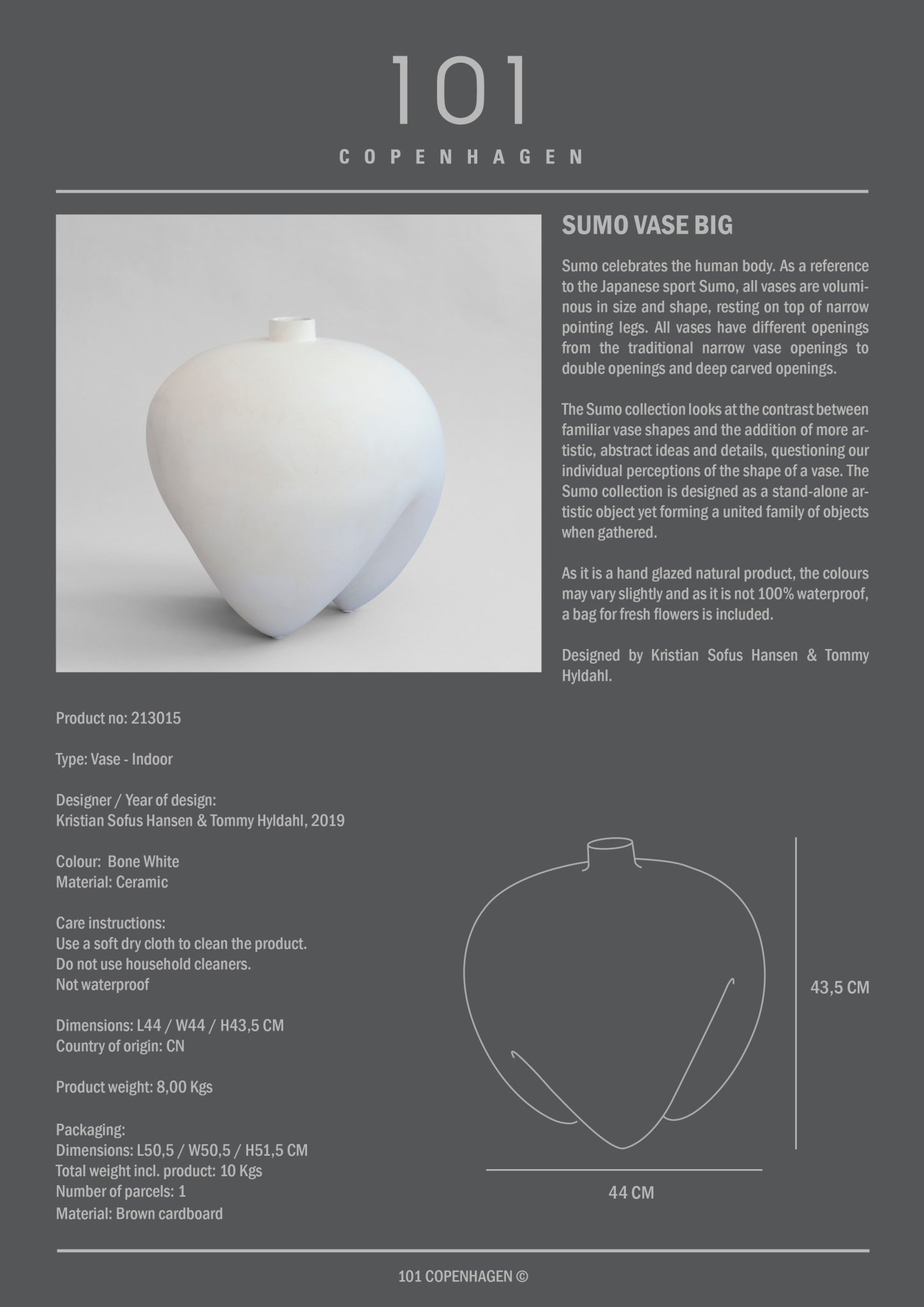Sumo Vase, Big - Bone White