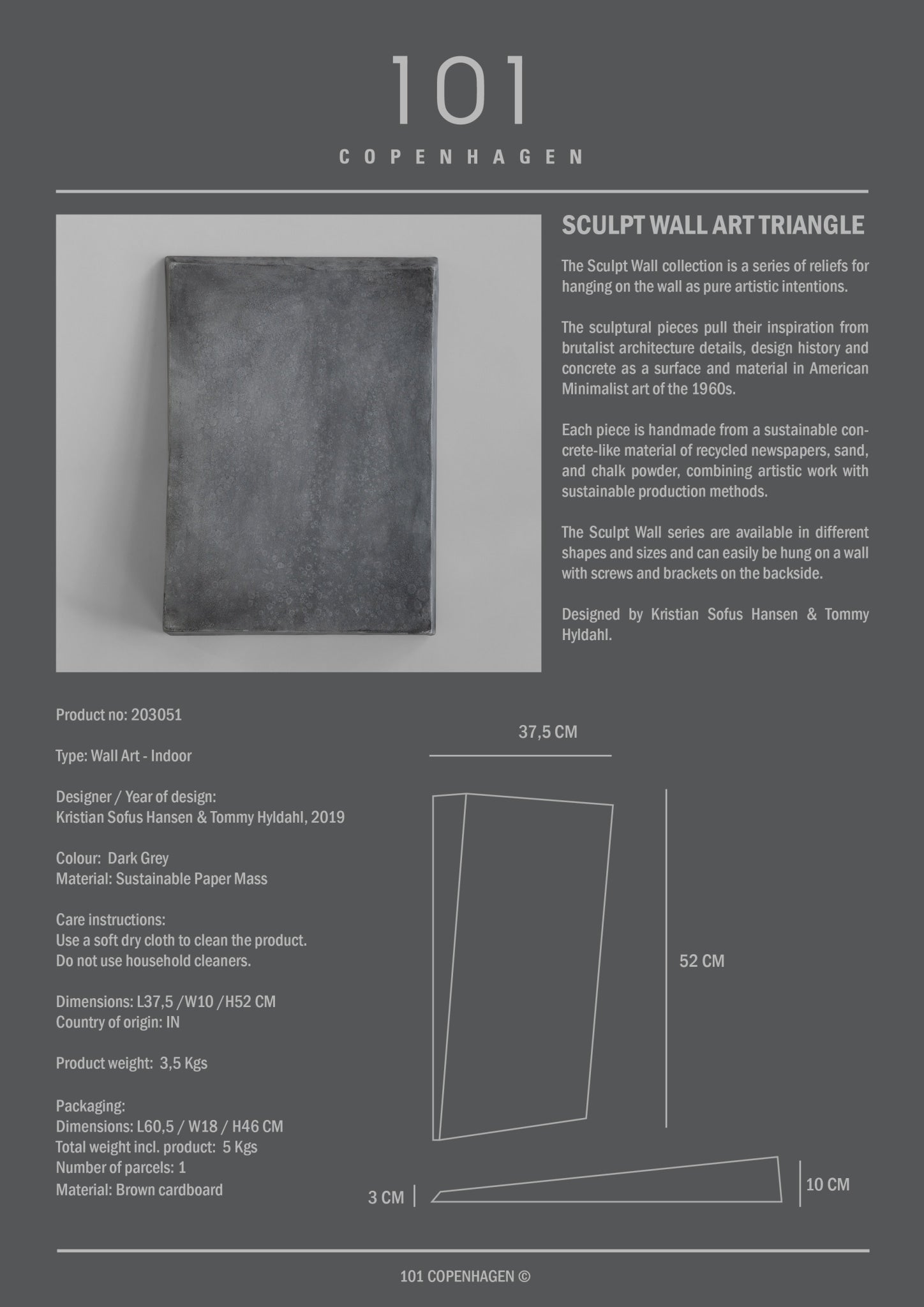 Sculpt Art, Triangle,  Mini - Dark Grey