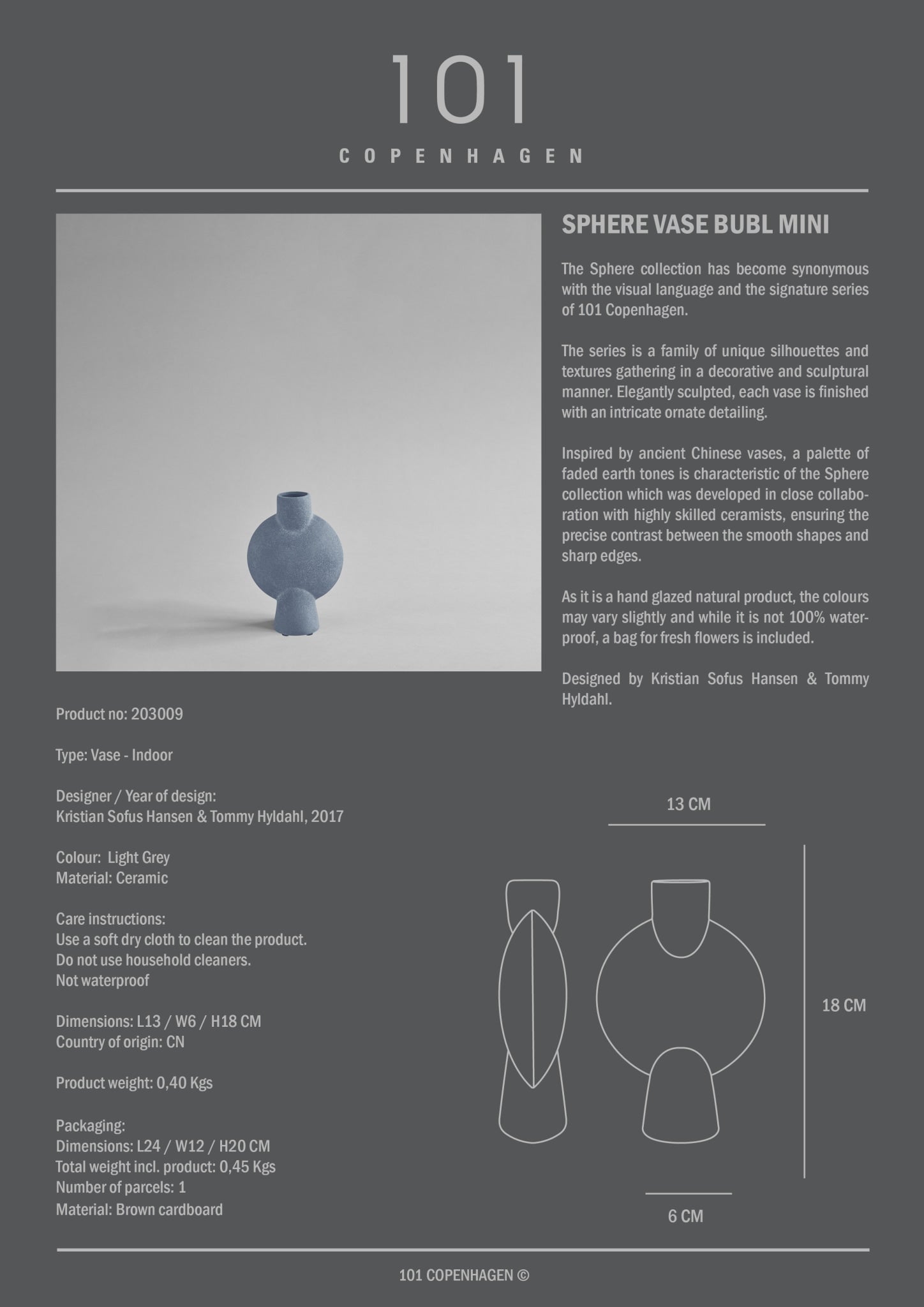 Sphere Vase Bubl, Mini - Light Grey