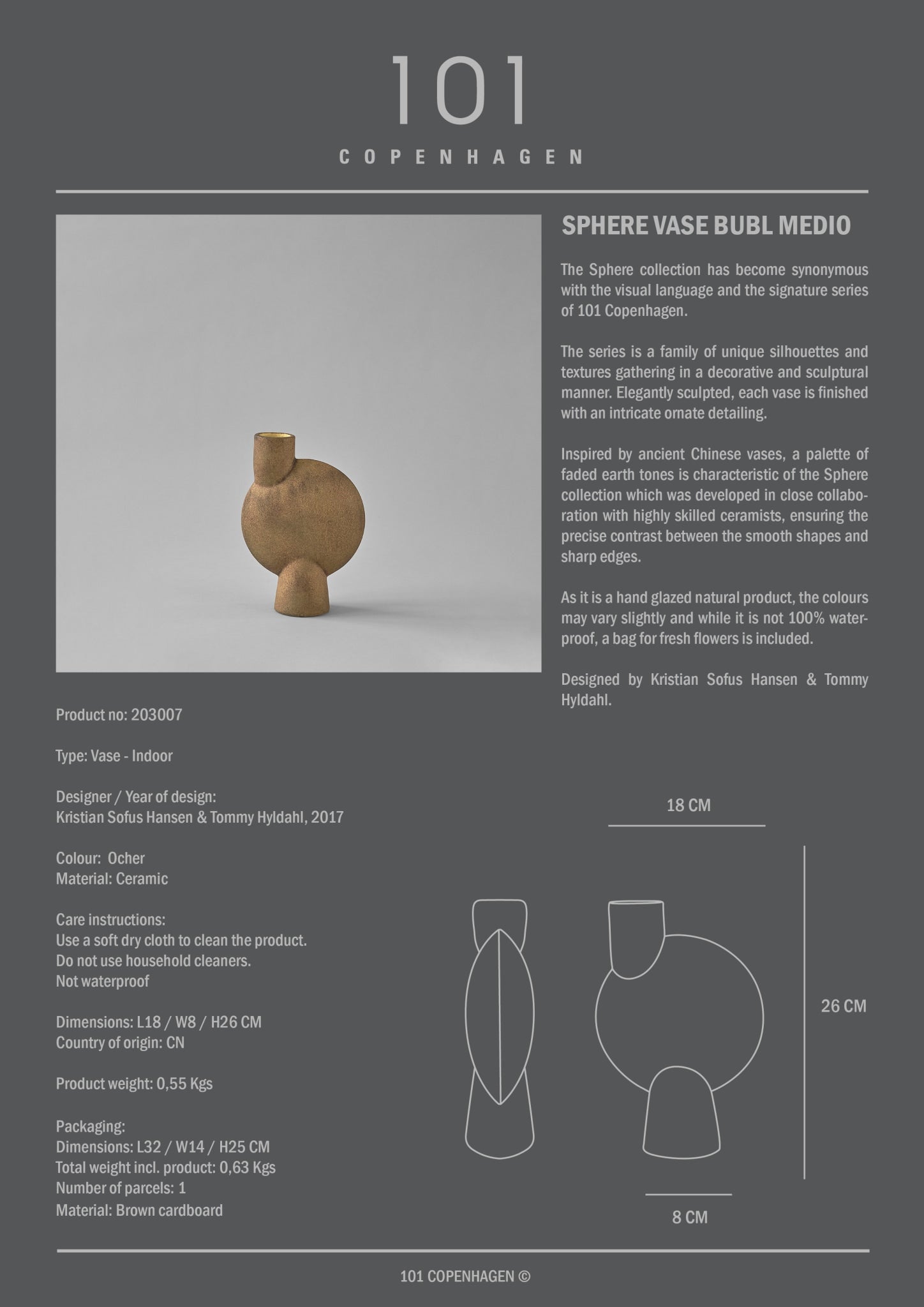 Sphere Vase Bubl, Medio - Ocher