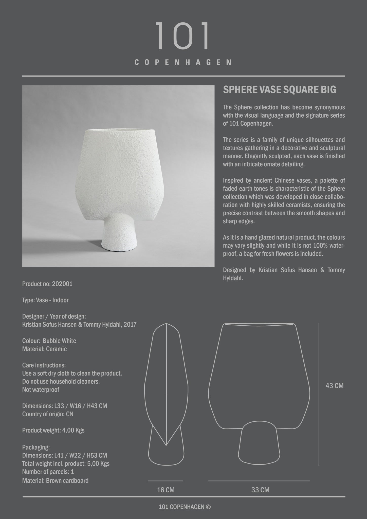 Sphere Vase Square, Big - Bubble White