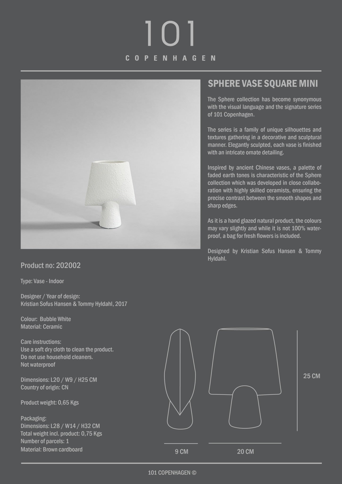 Sphere Vase Square, Mini - Bubble White