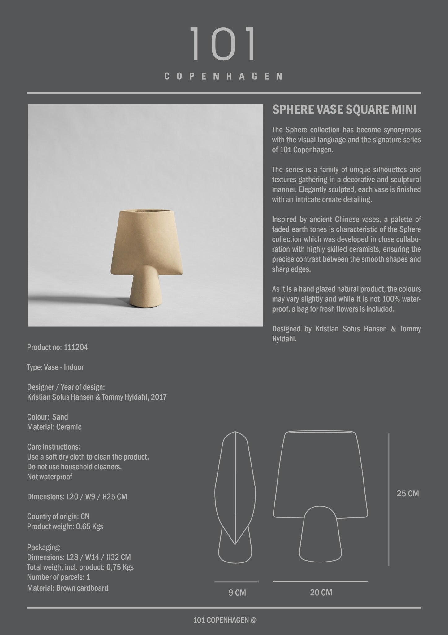 Sphere Vase Square, Mini - Sand