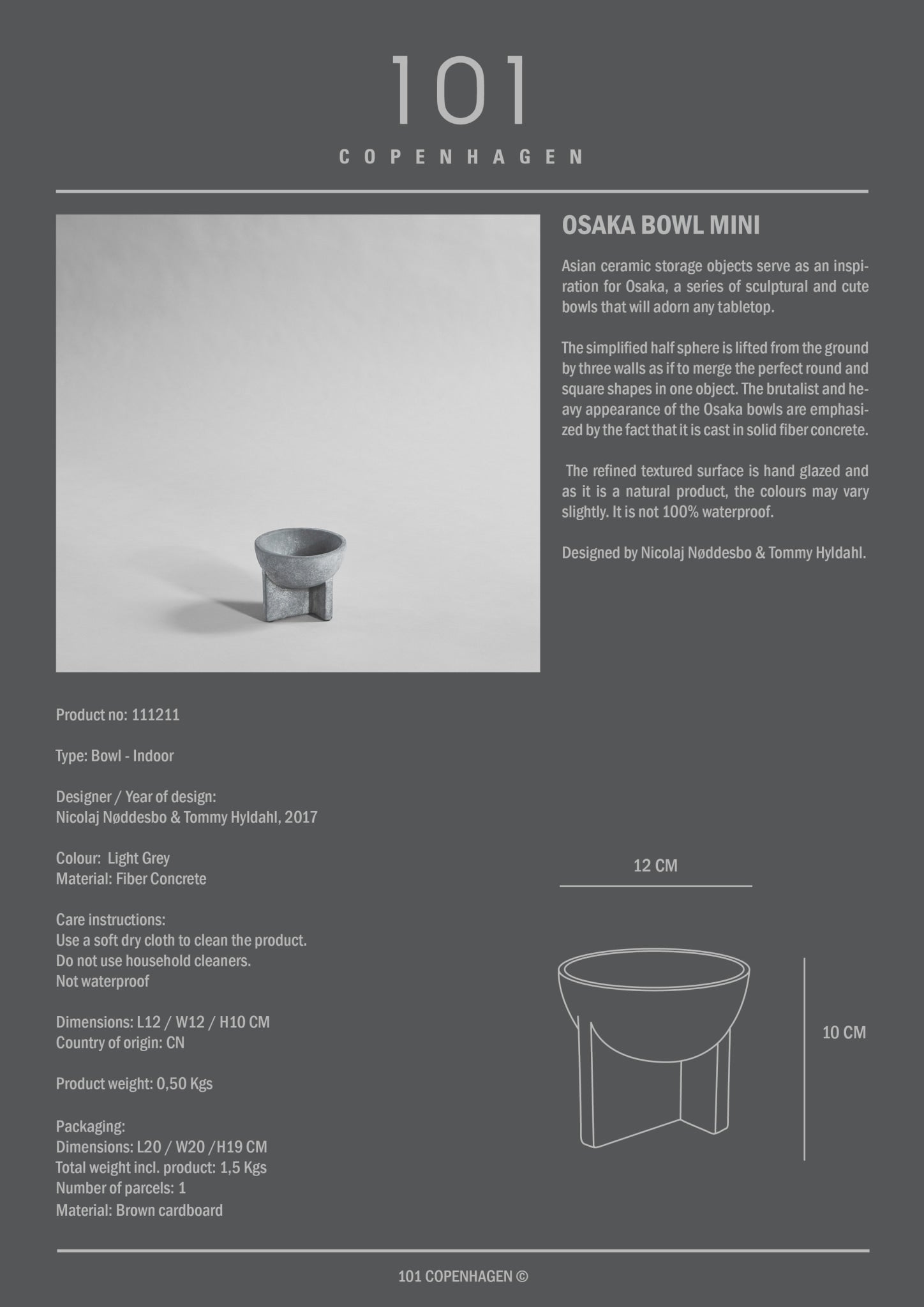 Osaka Bowl, Mini - Light Grey