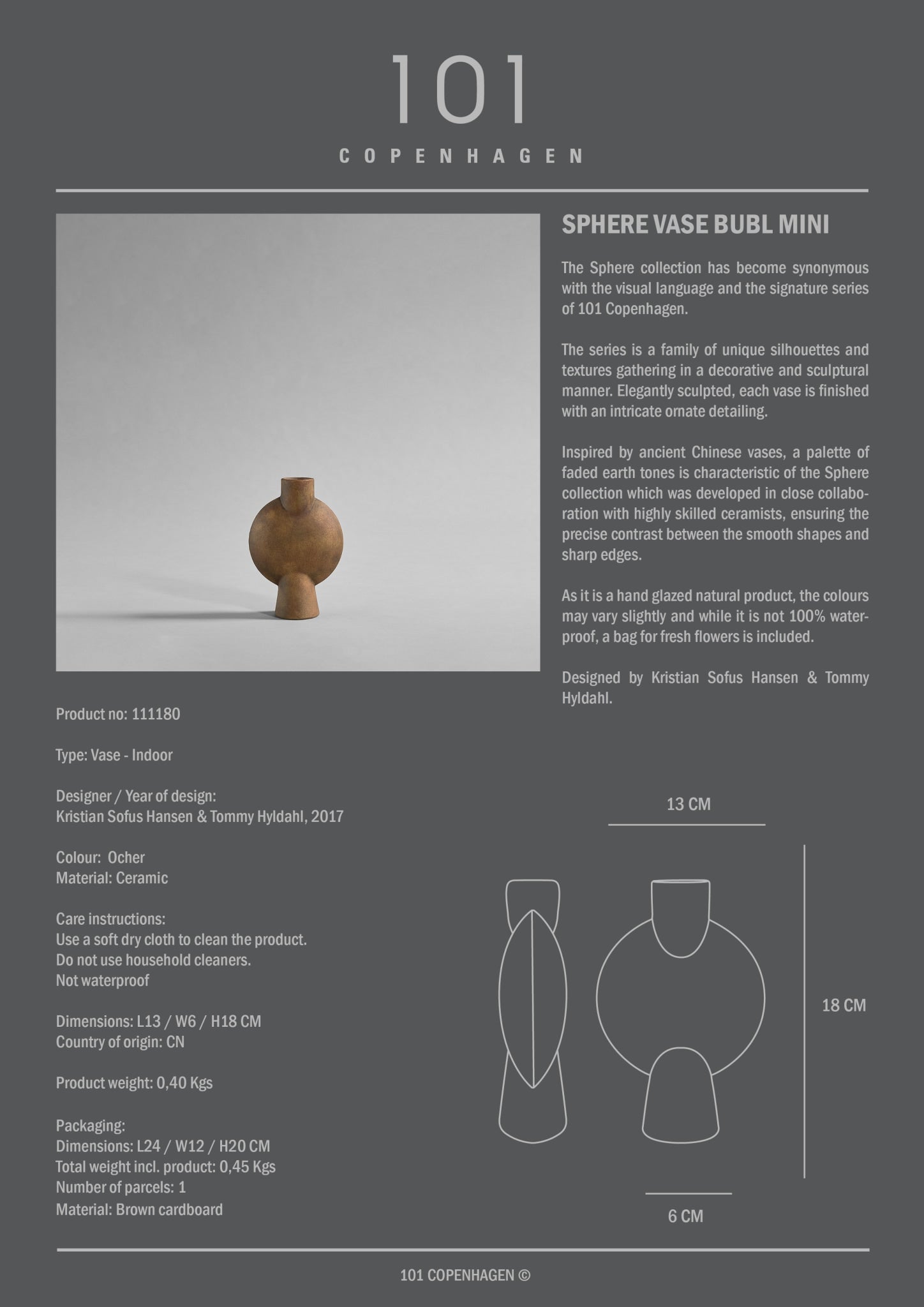 Sphere Vase Bubl, Mini - Ocher