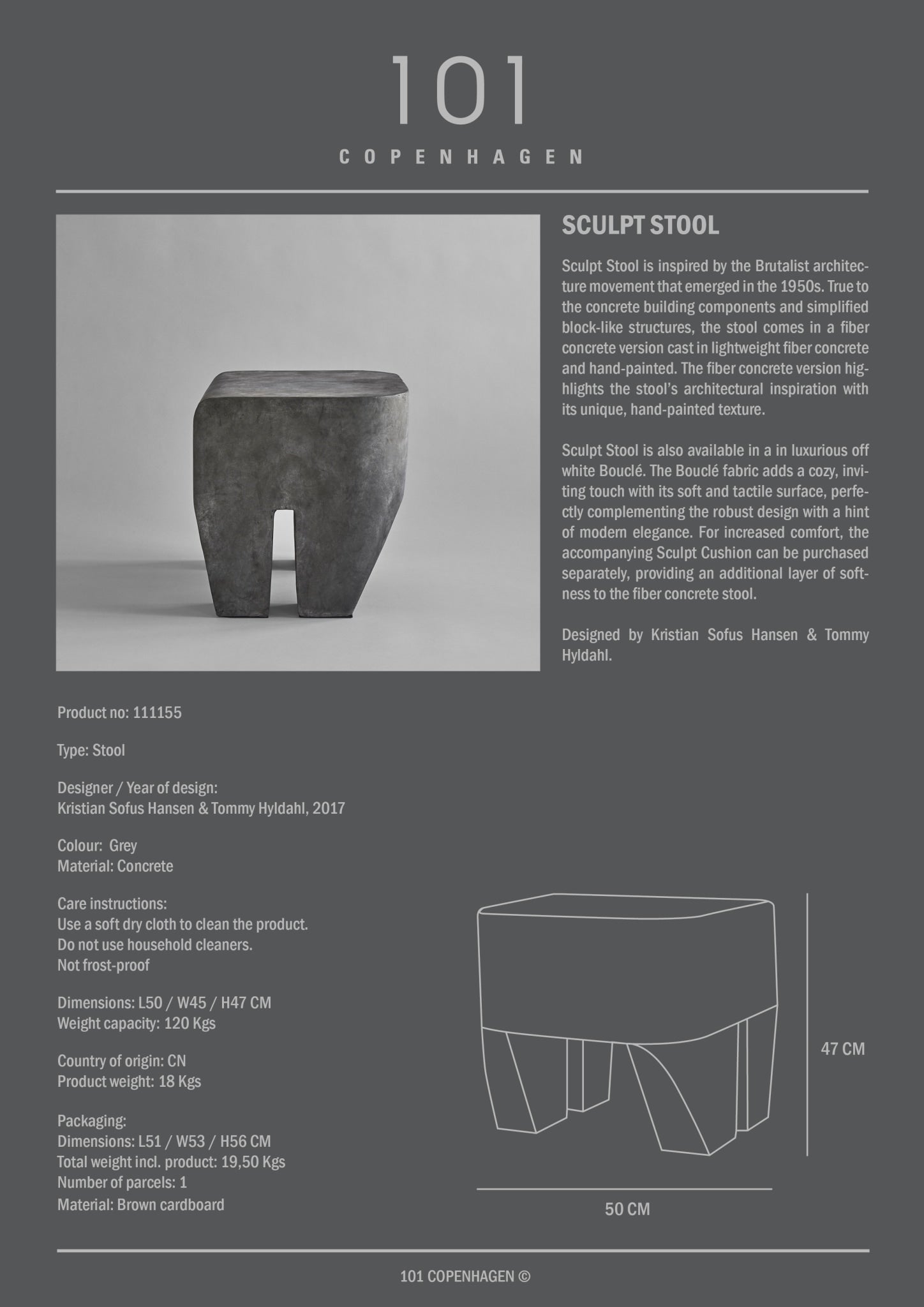 Sculpt Stool - Concrete