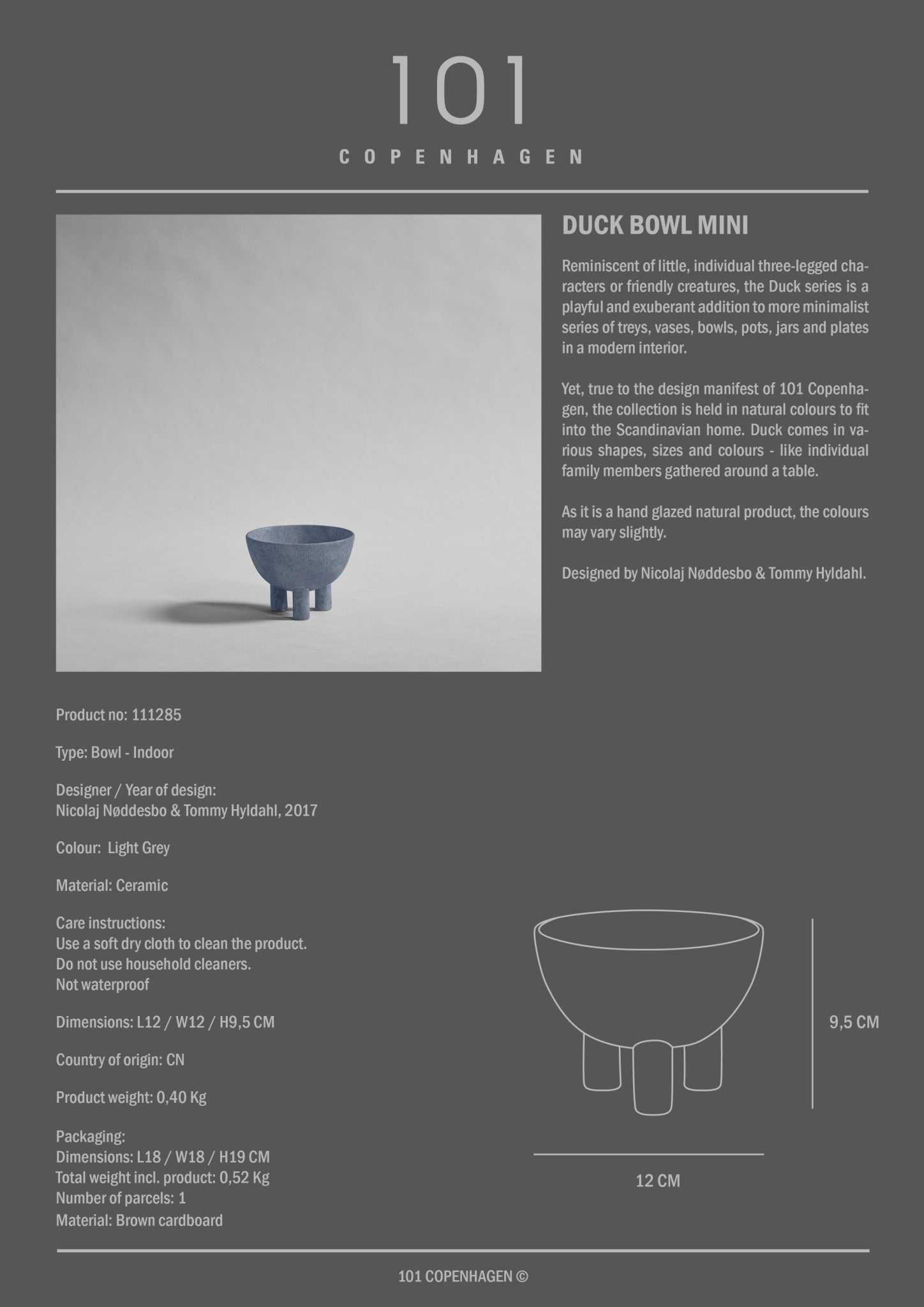 Duck Bowl, Mini - Light Grey