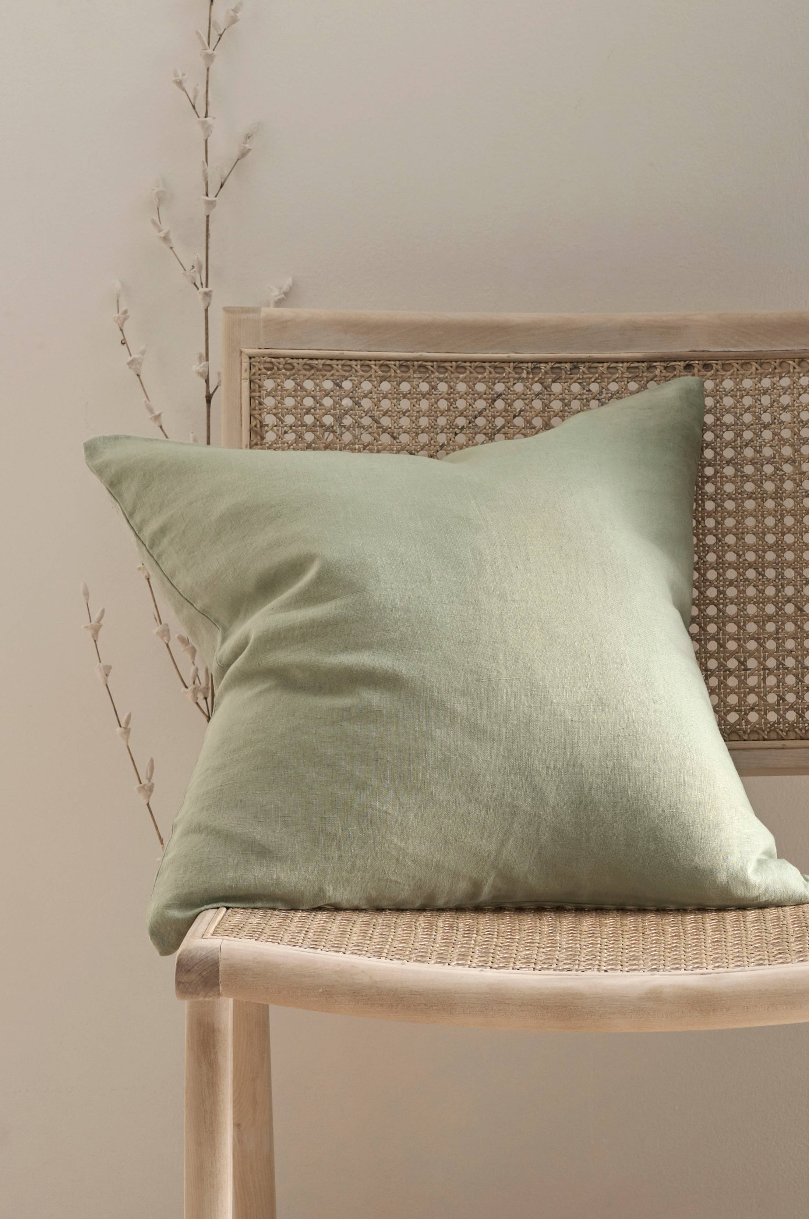Putetrekk Candice Zip i vasket lin 50x50 cm