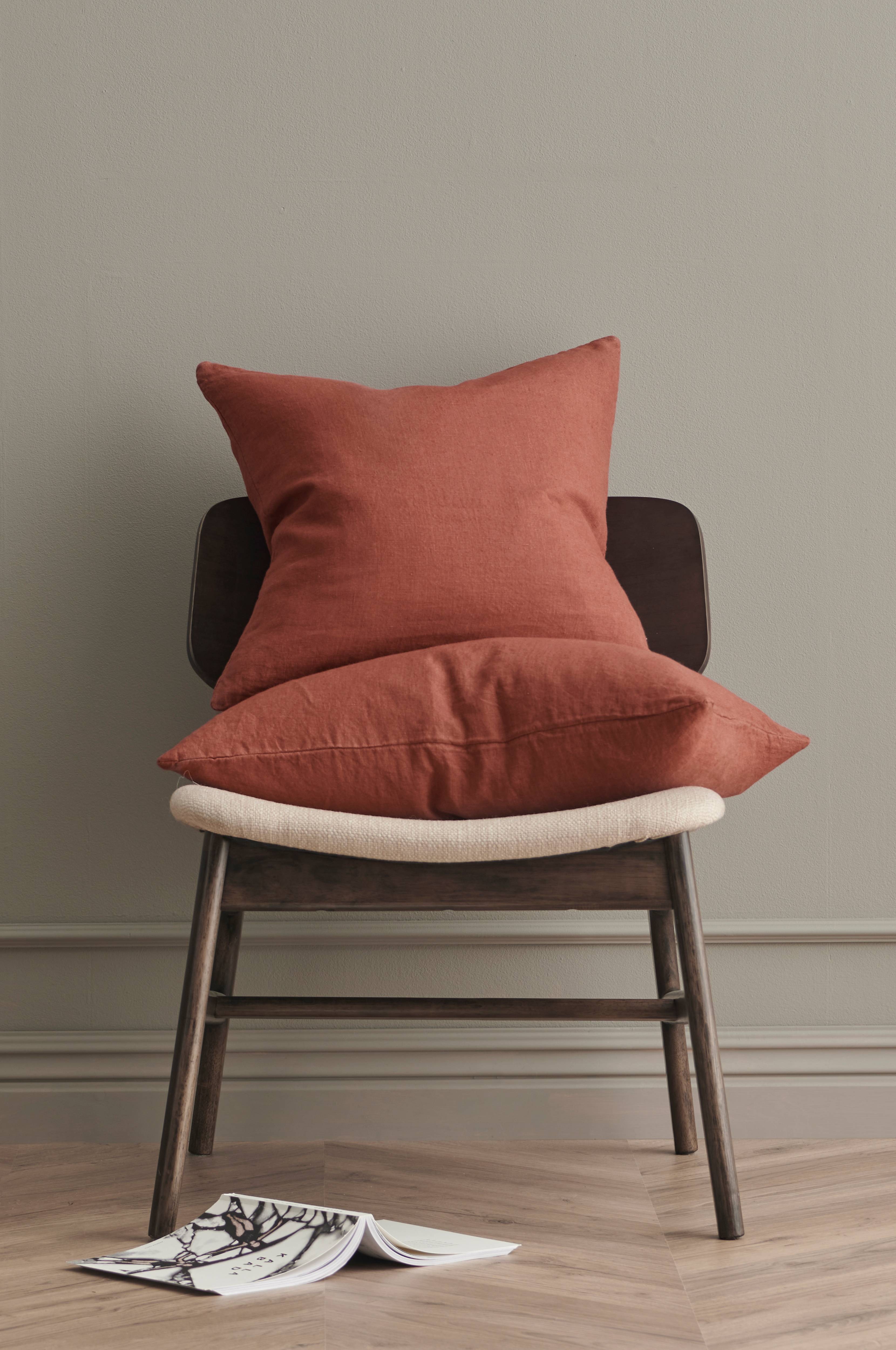 Putetrekk Candice Zip i vasket lin 50x50 cm