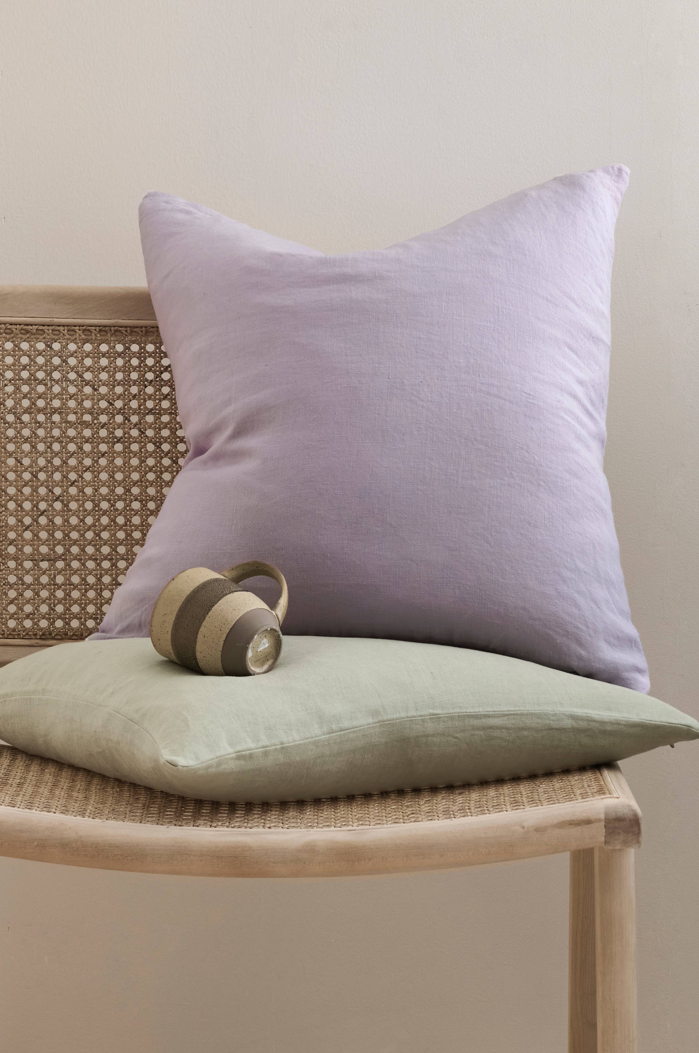 Putetrekk Candice Zip i vasket lin 50x50 cm