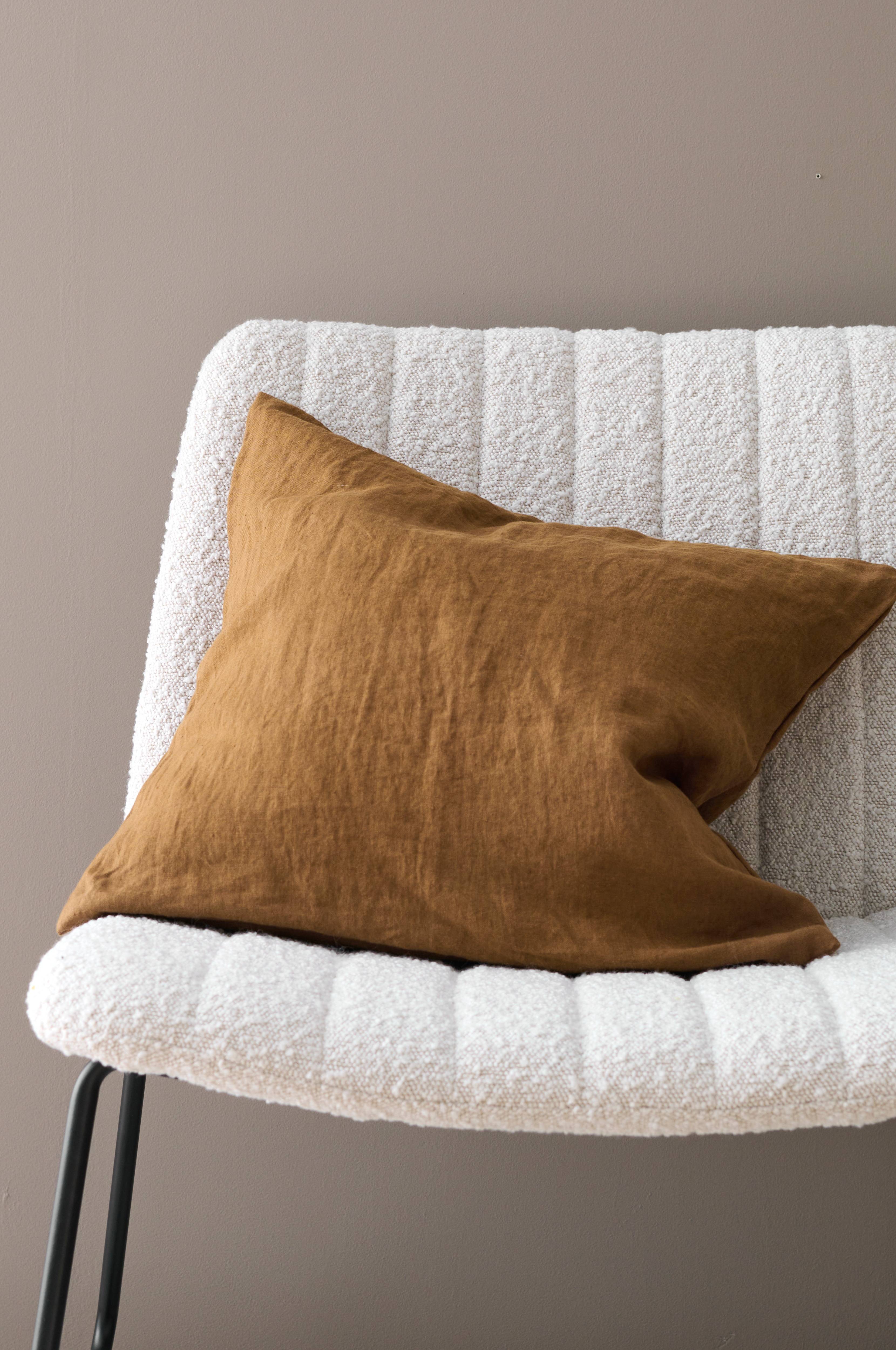 Putetrekk Candice Zip i vasket lin 50x50 cm
